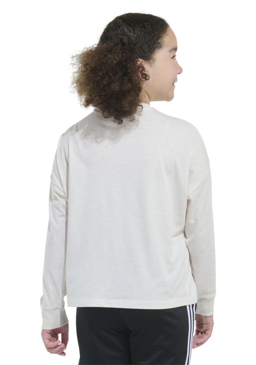 Girls 7-16 Long Sleeve Waist Crew Neck Heather T-Shirt