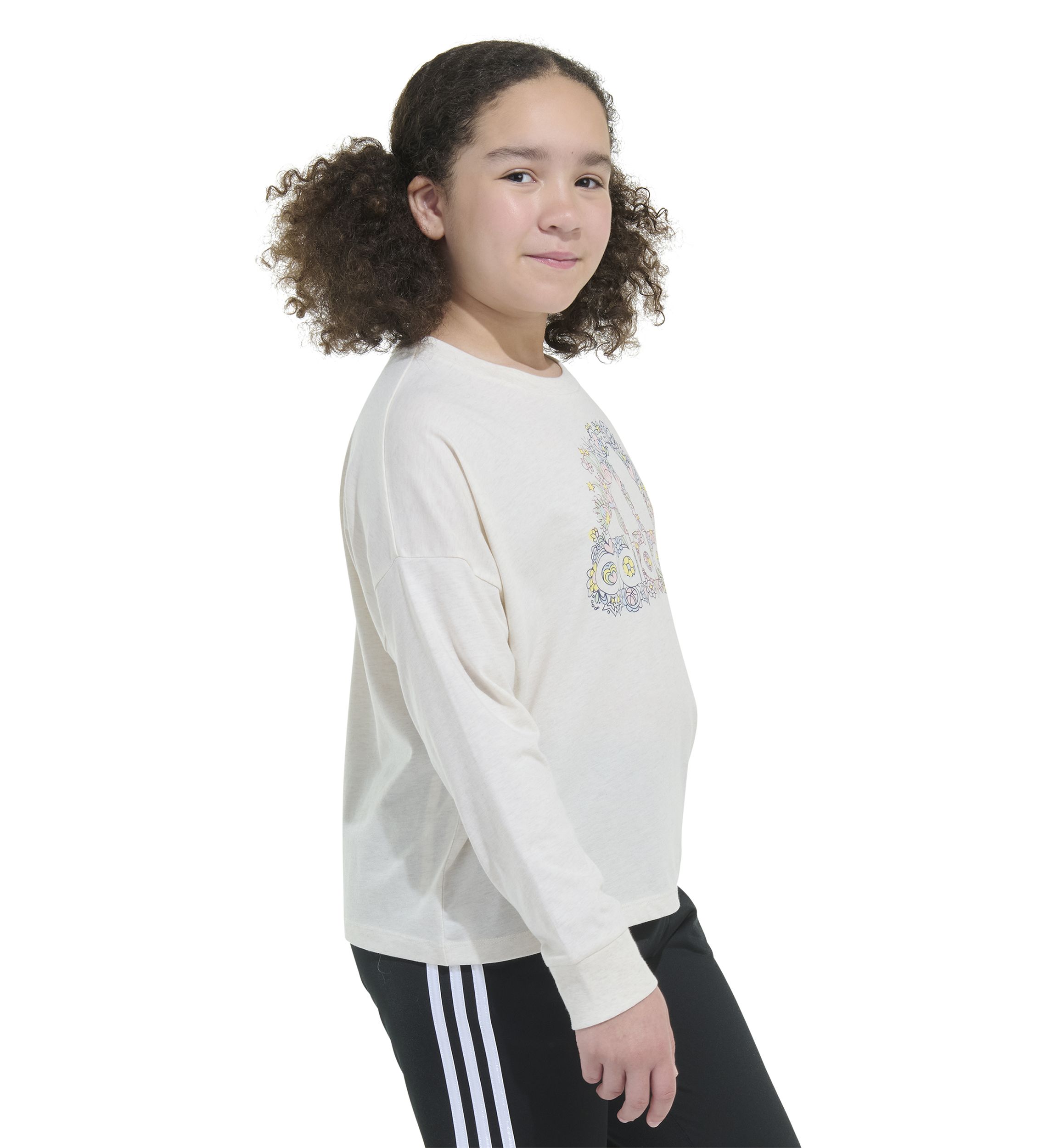 Girls 7-16 Long Sleeve Waist Crew Neck Heather T-Shirt