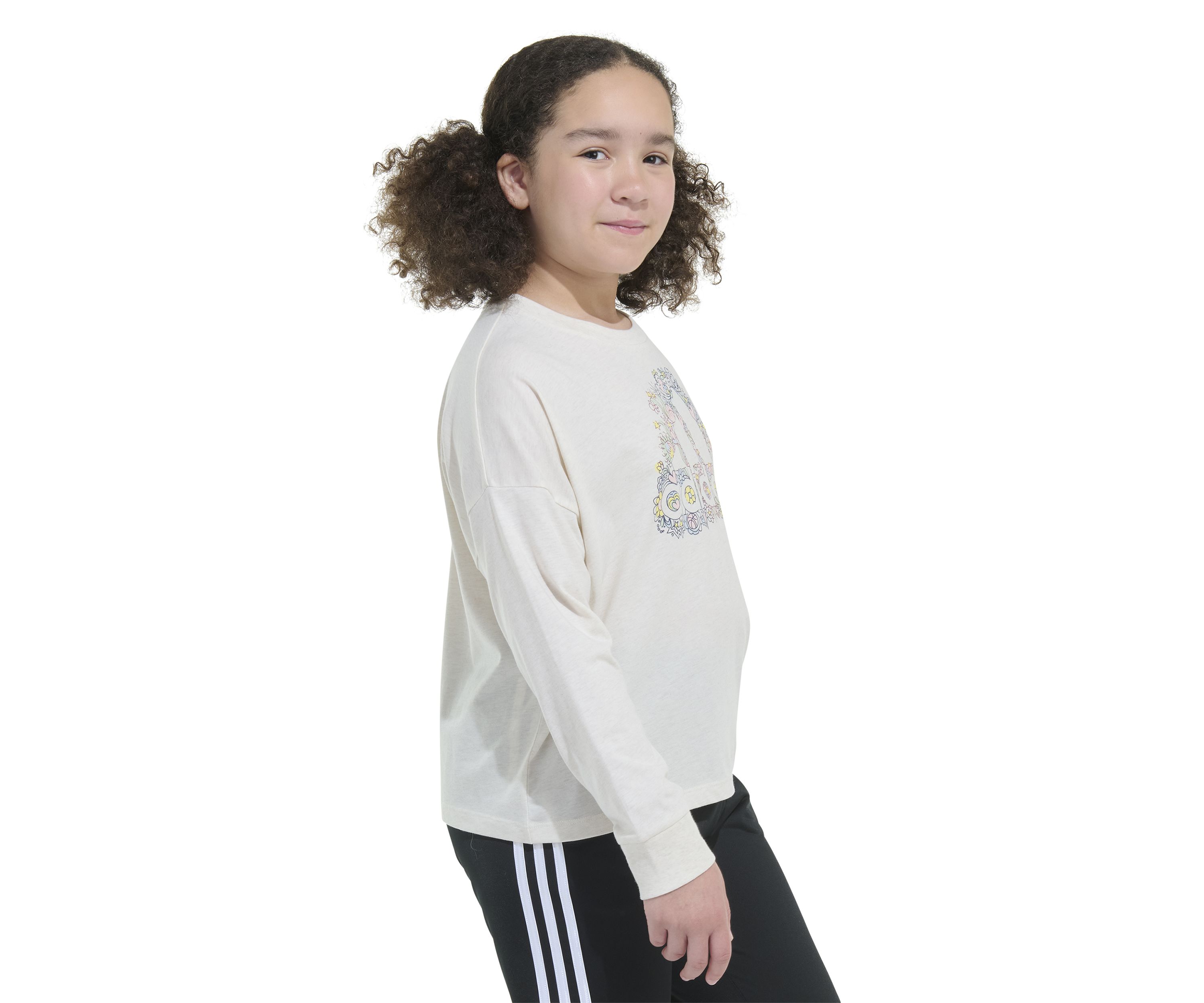 Girls 7-16 Long Sleeve Waist Crew Neck Heather T-Shirt
