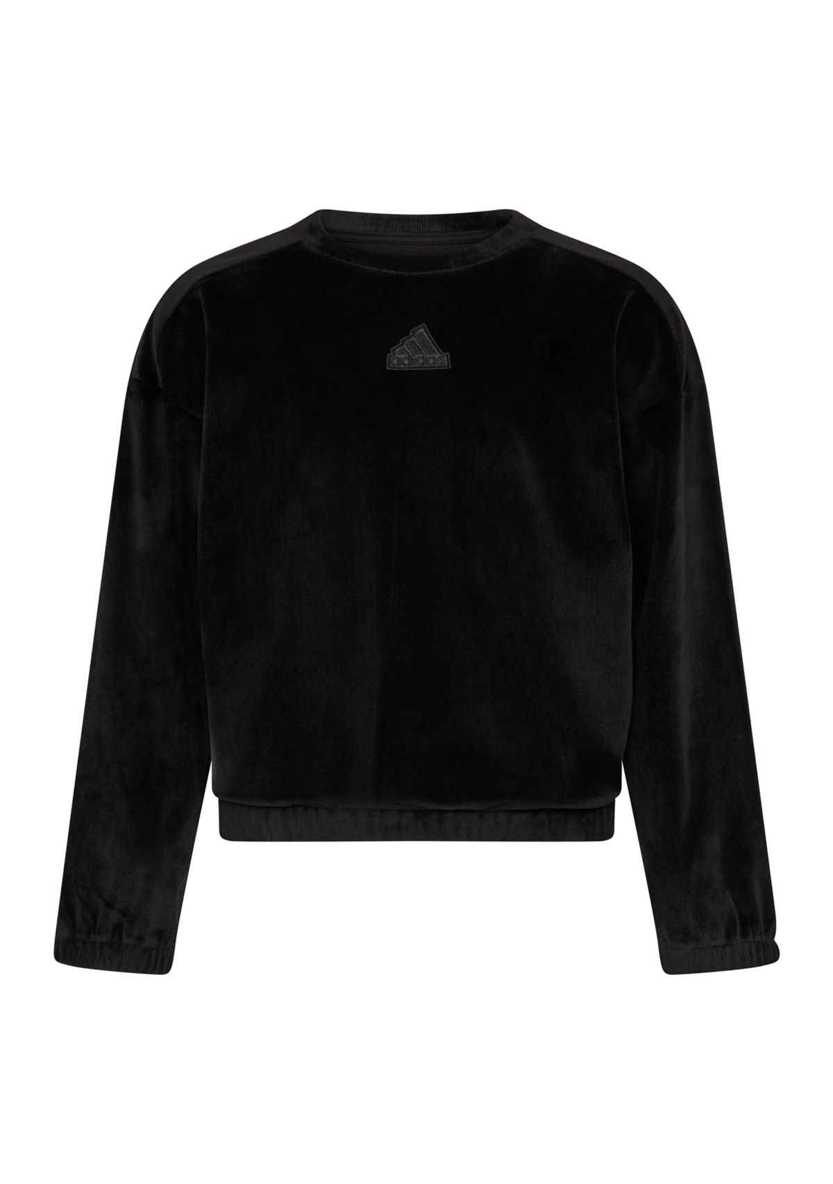 Girls 7-16 Long Sleeve Rib Velour Crewneck Pullover