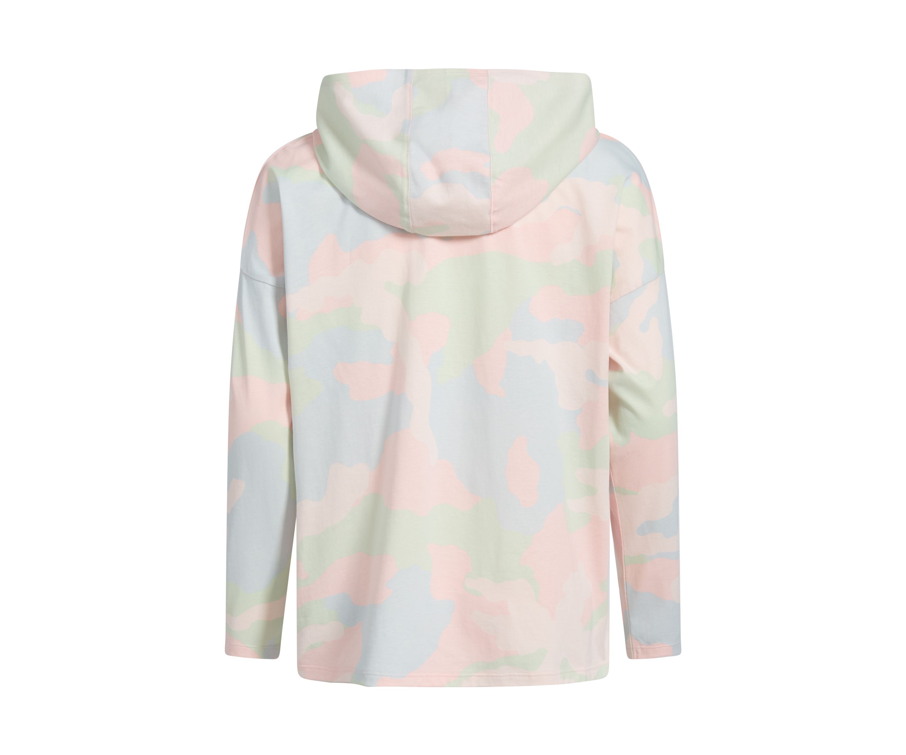 Girls 7-16 Long Sleeve Printed Curved Hem Hooded T-Shirt