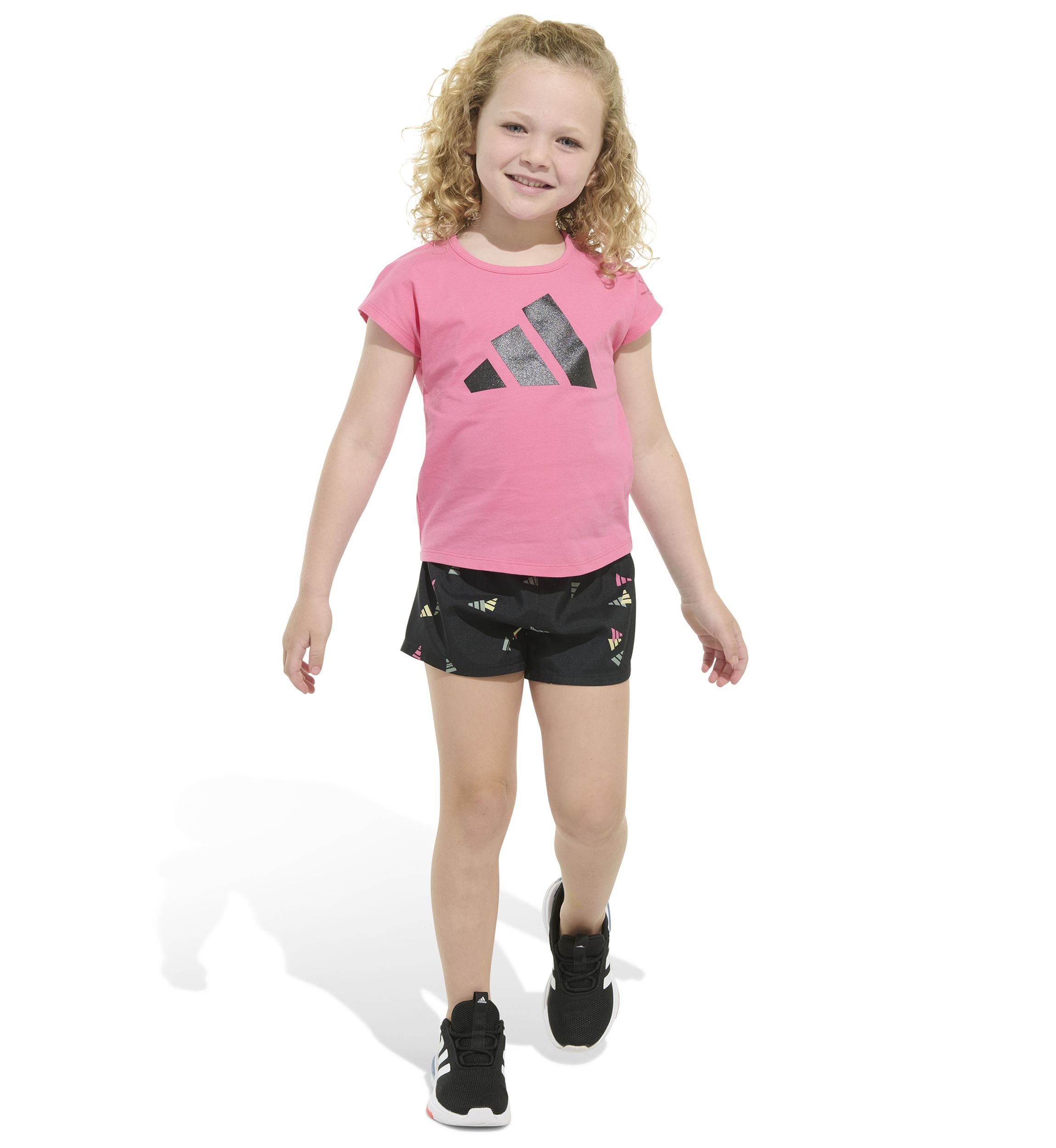 Girls 4-6x 2 Piece Short Sleeve Cotton T-Shirt & Woven Short Set