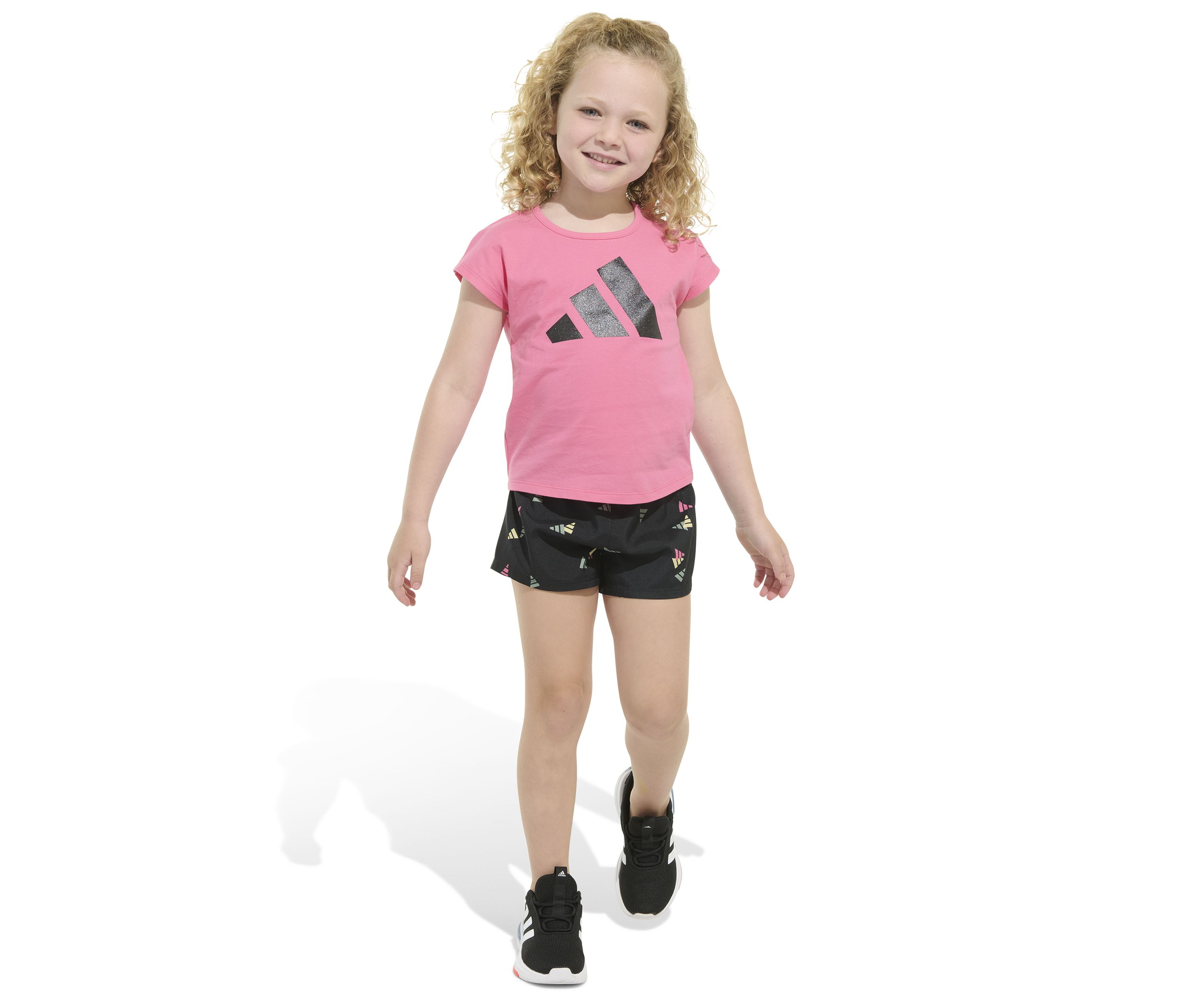 Girls 4-6x 2 Piece Short Sleeve Cotton T-Shirt & Woven Short Set