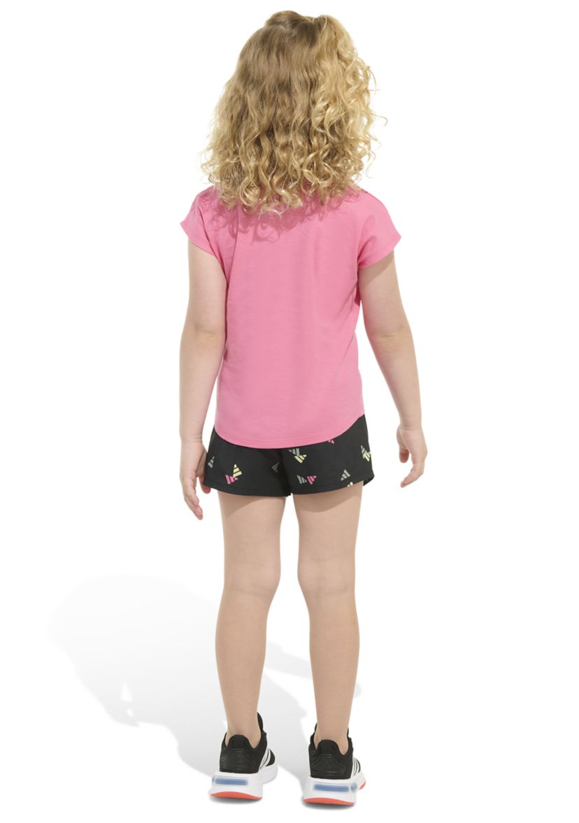 Girls 4-6x 2 Piece Short Sleeve Cotton T-Shirt & Woven Short Set