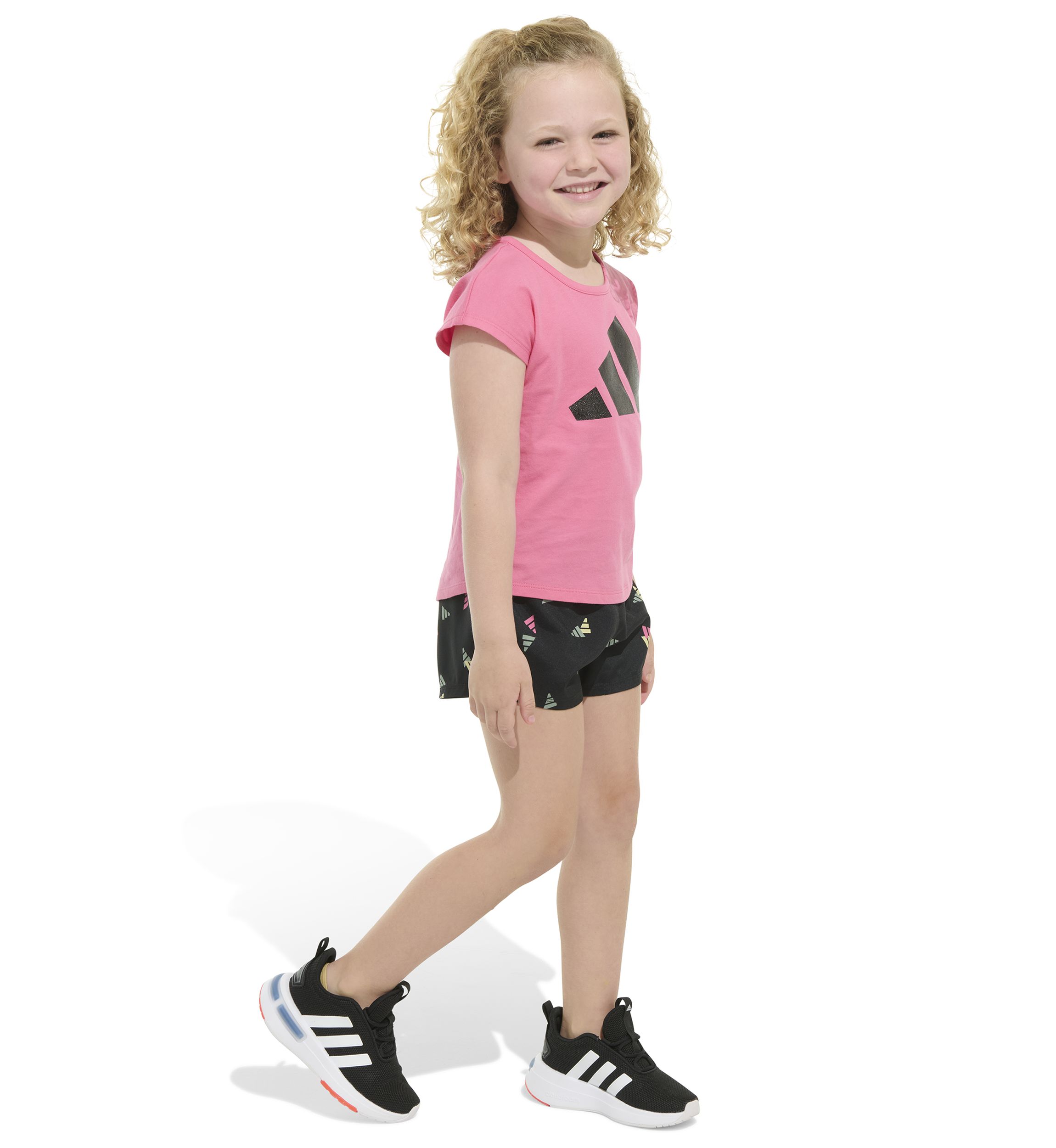 Girls 4-6x 2 Piece Short Sleeve Cotton T-Shirt & Woven Short Set