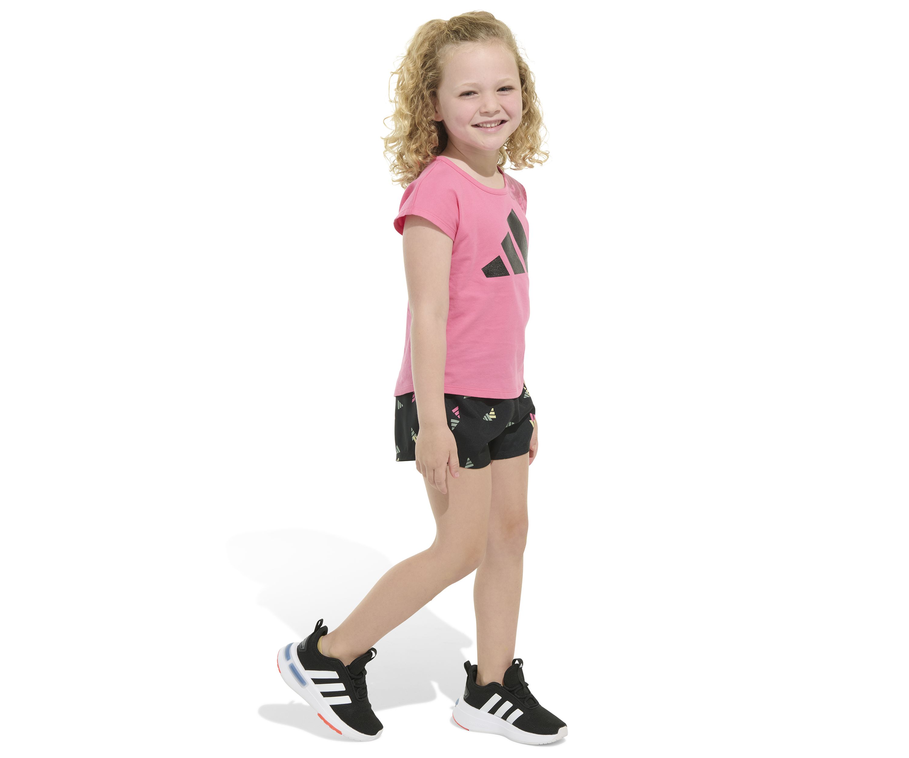 Girls 4-6x 2 Piece Short Sleeve Cotton T-Shirt & Woven Short Set