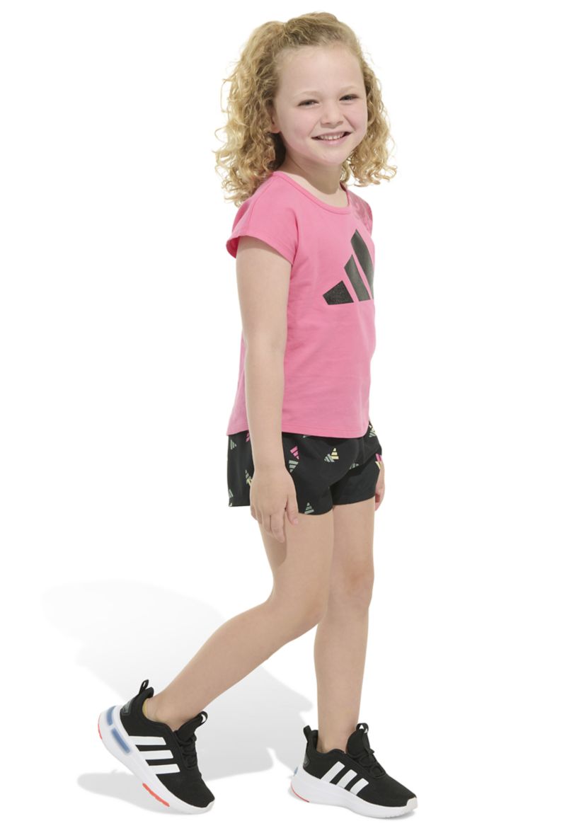 Girls 4-6x 2 Piece Short Sleeve Cotton T-Shirt & Woven Short Set