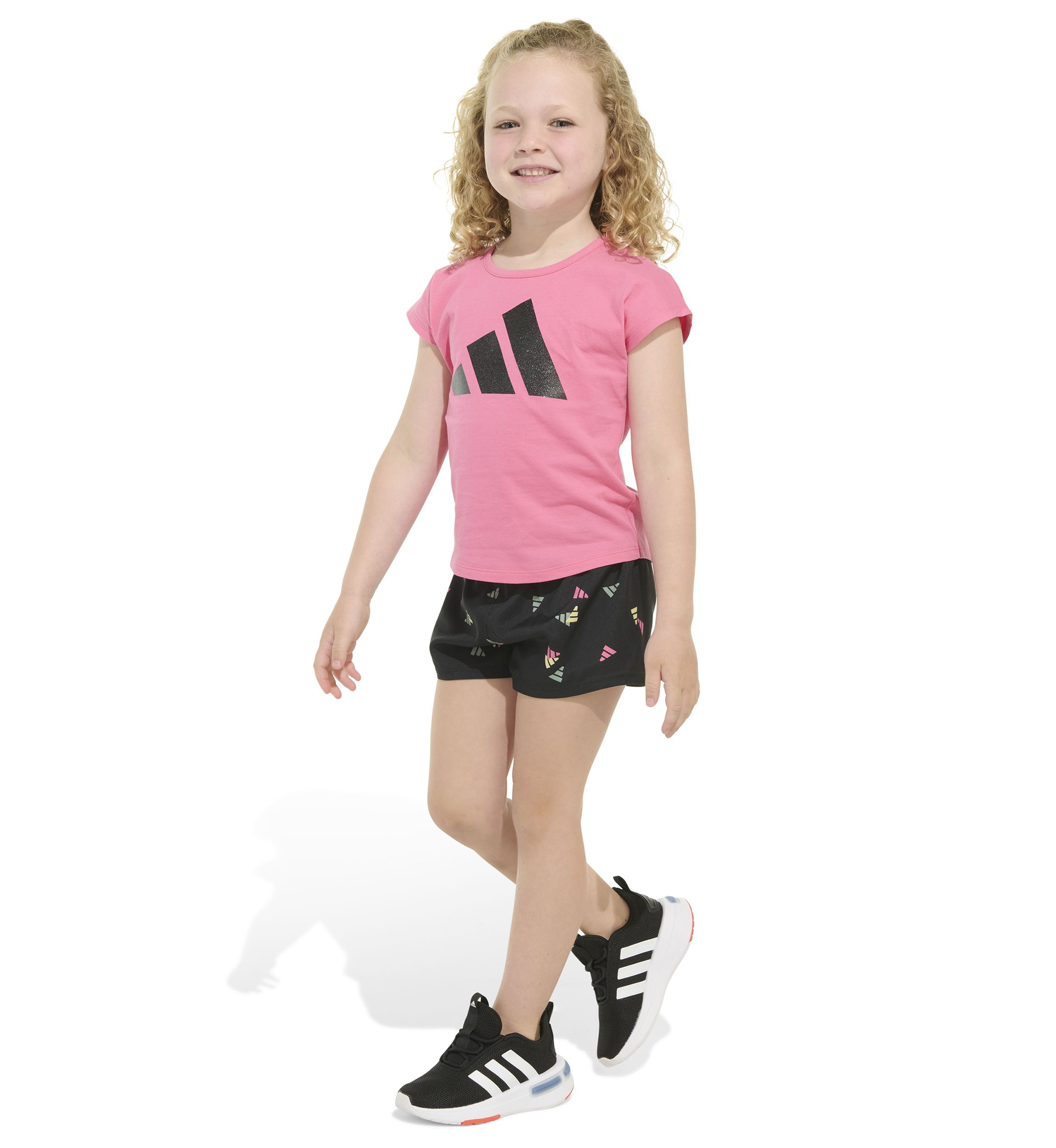 Girls 4-6x 2 Piece Short Sleeve Cotton T-Shirt & Woven Short Set