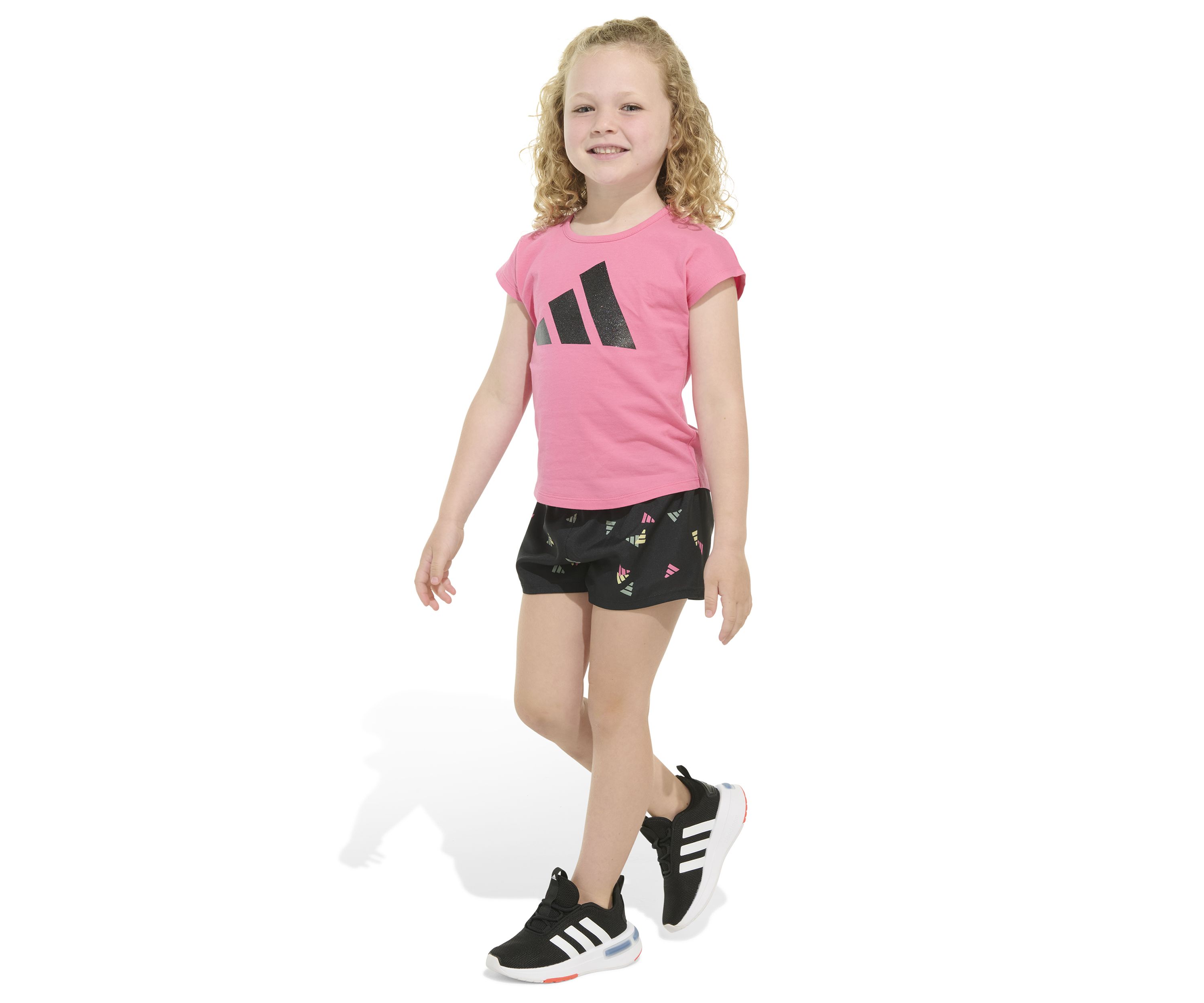Girls 4-6x 2 Piece Short Sleeve Cotton T-Shirt & Woven Short Set