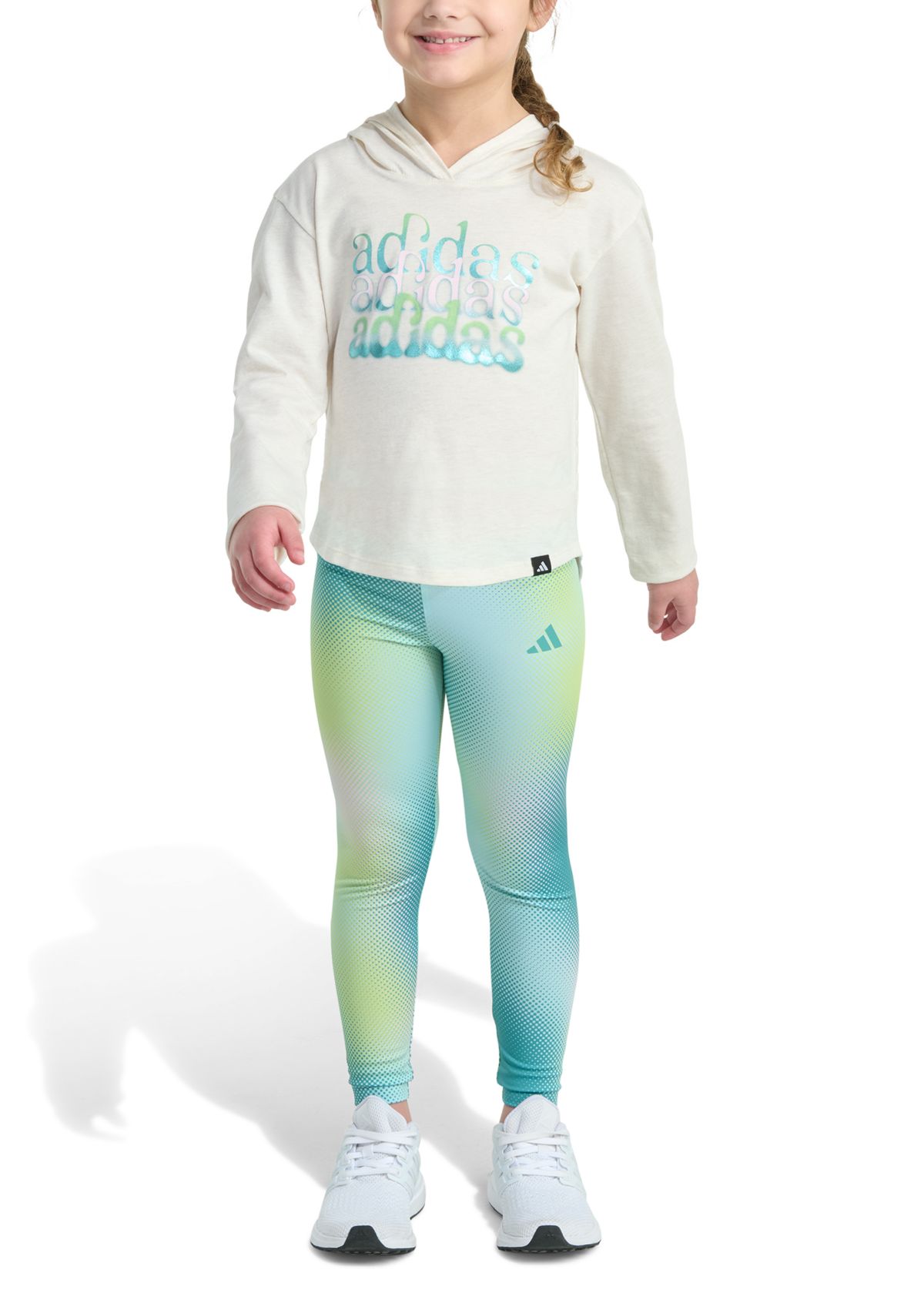 Girls 4-6x 2-Piece Hooded Heather Tee & Printed Legging Set