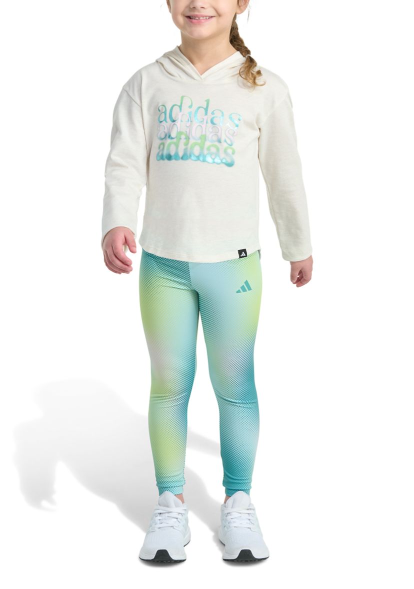 Girls 4-6x 2-Piece Hooded Heather Tee & Printed Legging Set