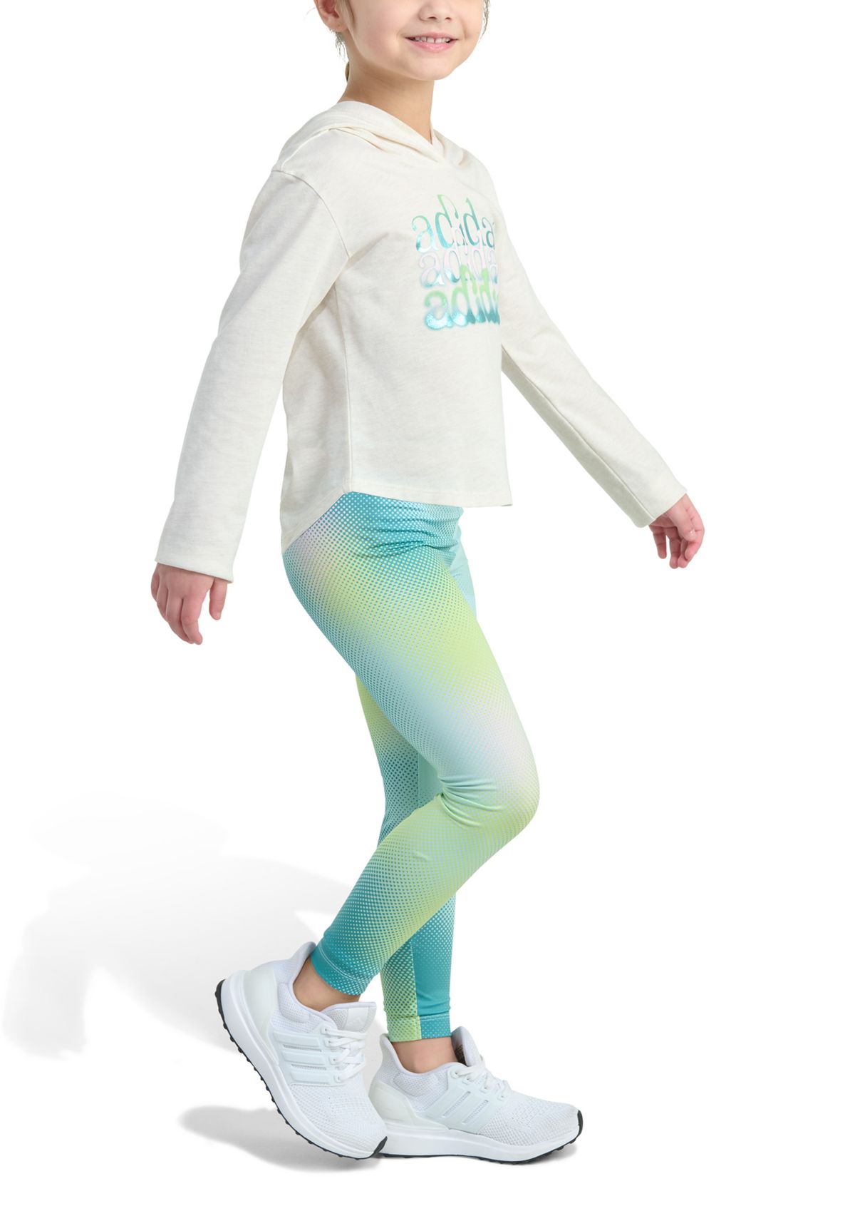 Girls 4-6x 2-Piece Hooded Heather Tee & Printed Legging Set