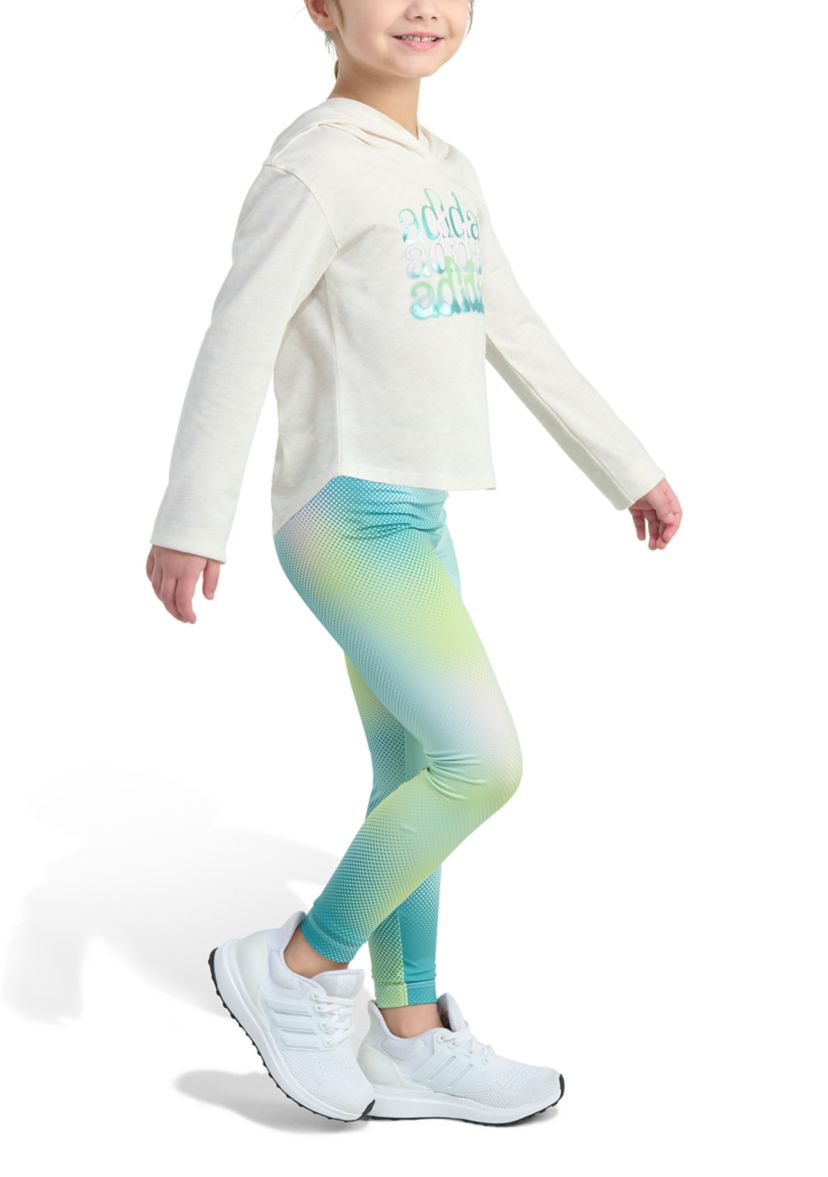 Girls 4-6x 2-Piece Hooded Heather Tee & Printed Legging Set