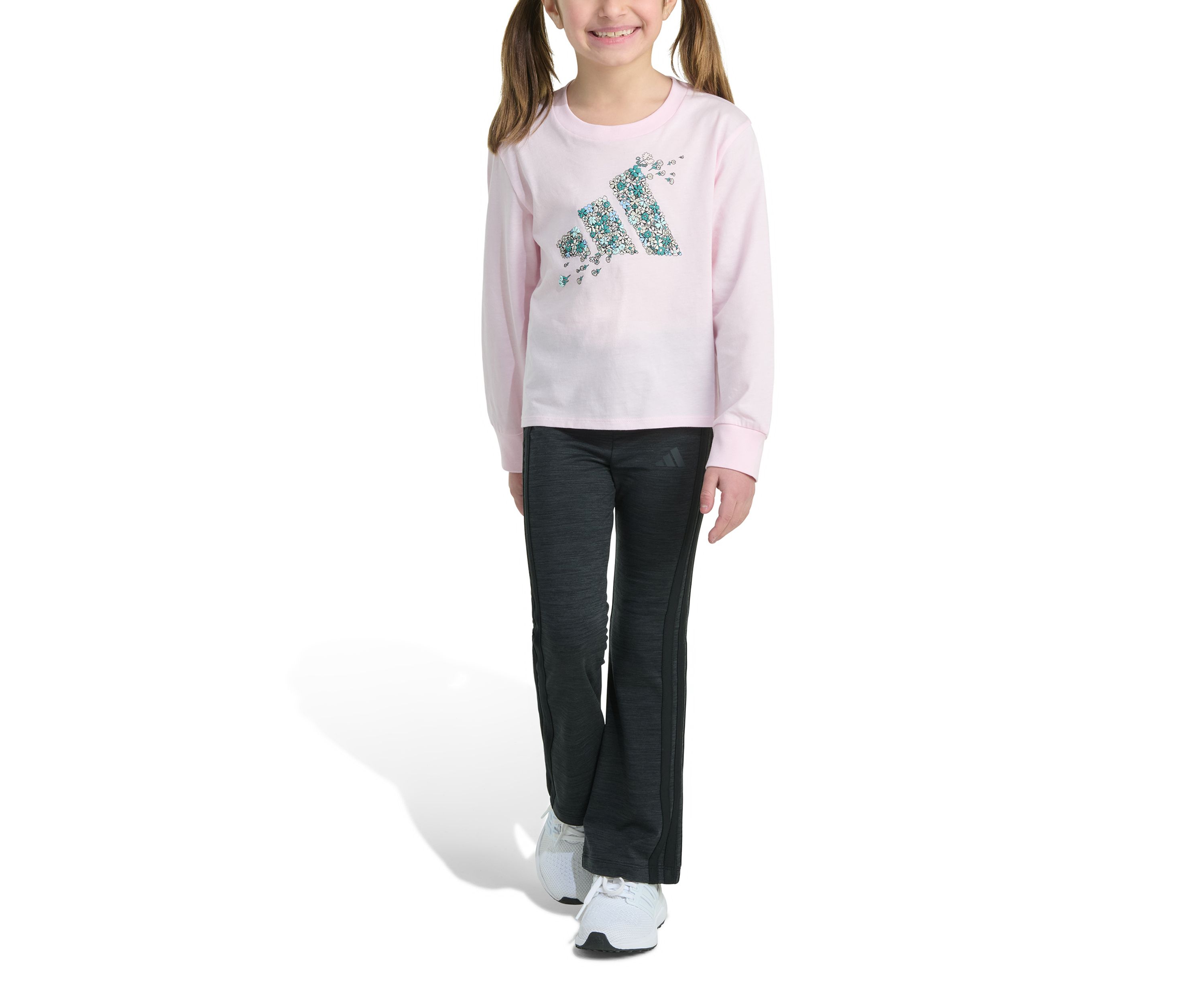 Girls 4-6x Two Piece Long Sleeve Graphic T-Shirt & Flare Pants Set