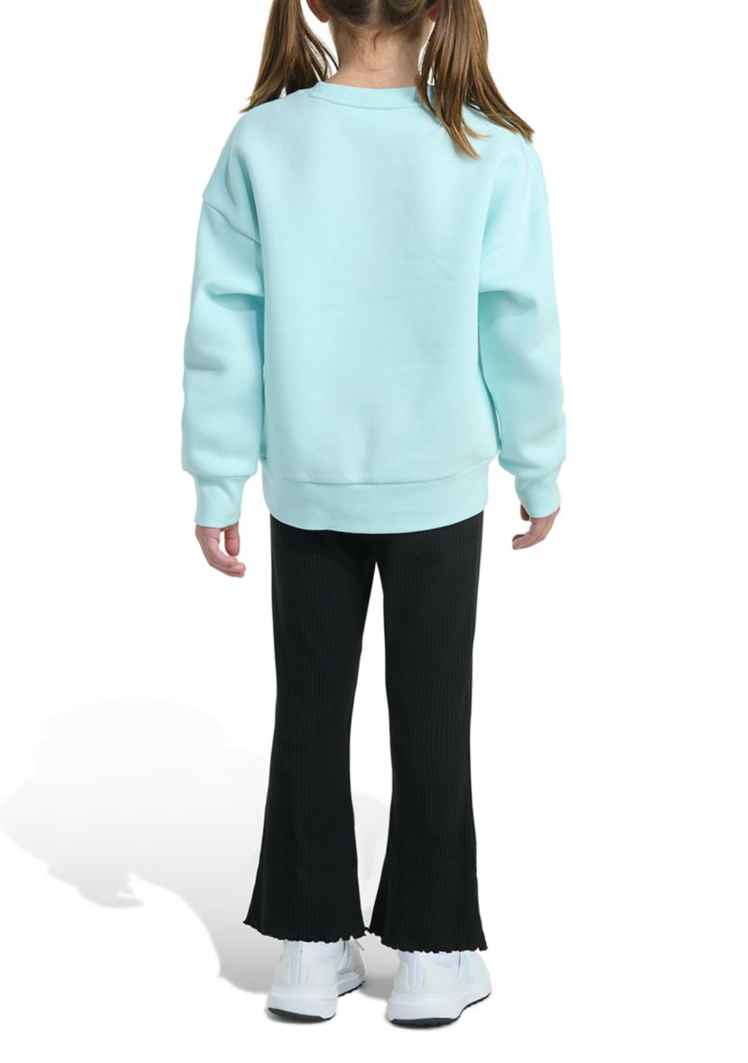 Girl 4-6x 2-Piece Crew Neck Fleece Pullover & Ribbed Flare Pant Set