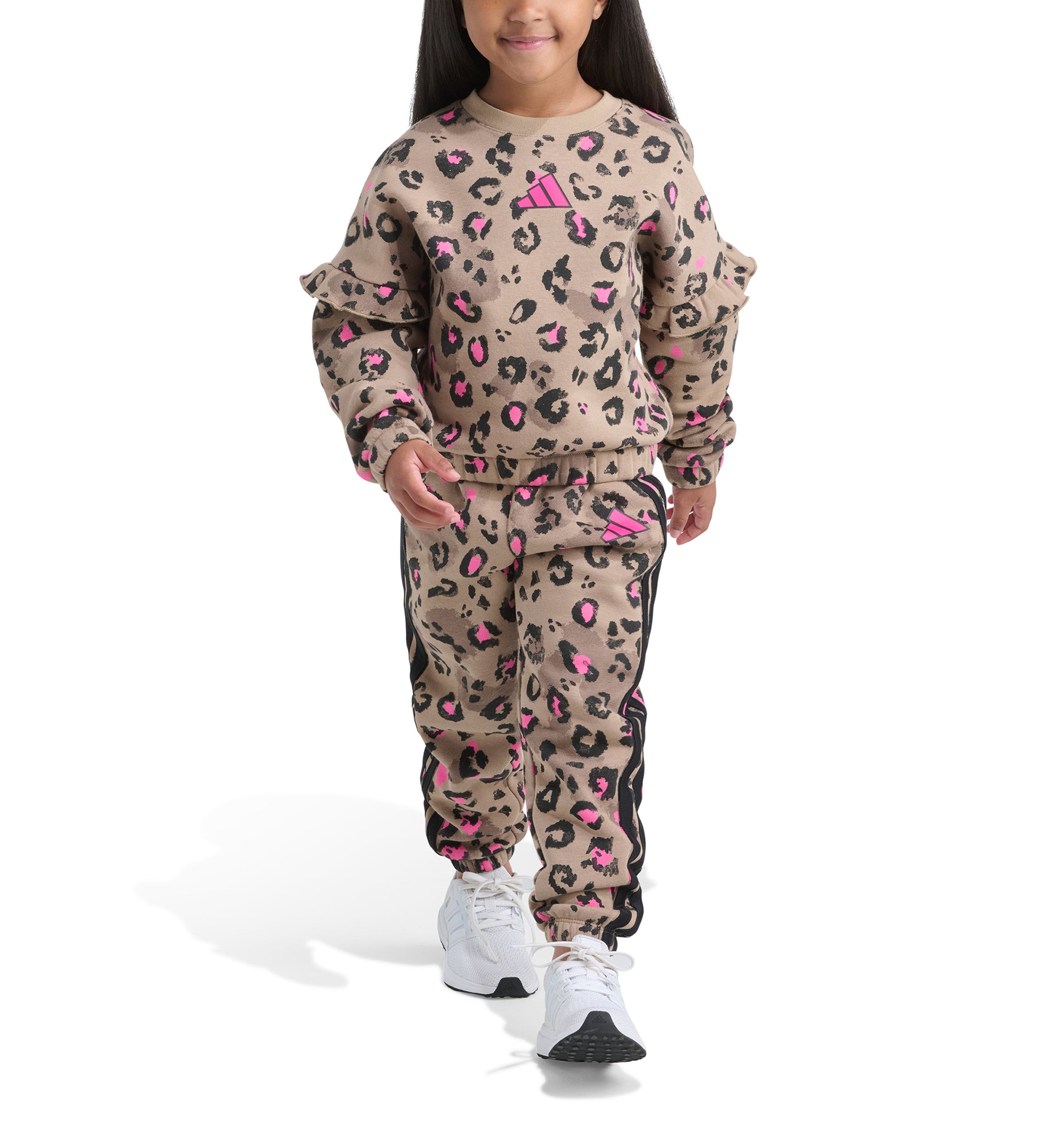 Girls 4-6x 2-Piece Printed Flutter Sleeve Pullover & Elastic Waistband Printed Jogger Set