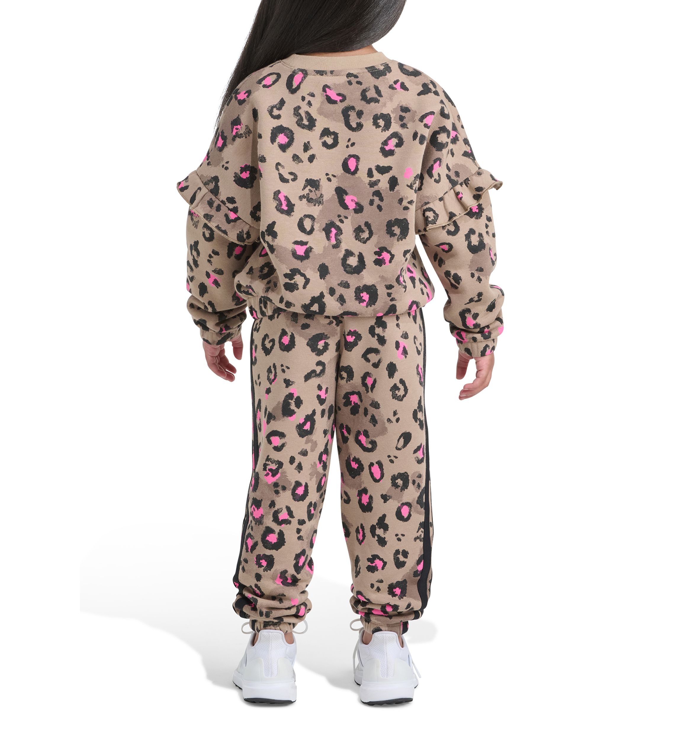 Girls 4-6x 2-Piece Printed Flutter Sleeve Pullover & Elastic Waistband Printed Jogger Set