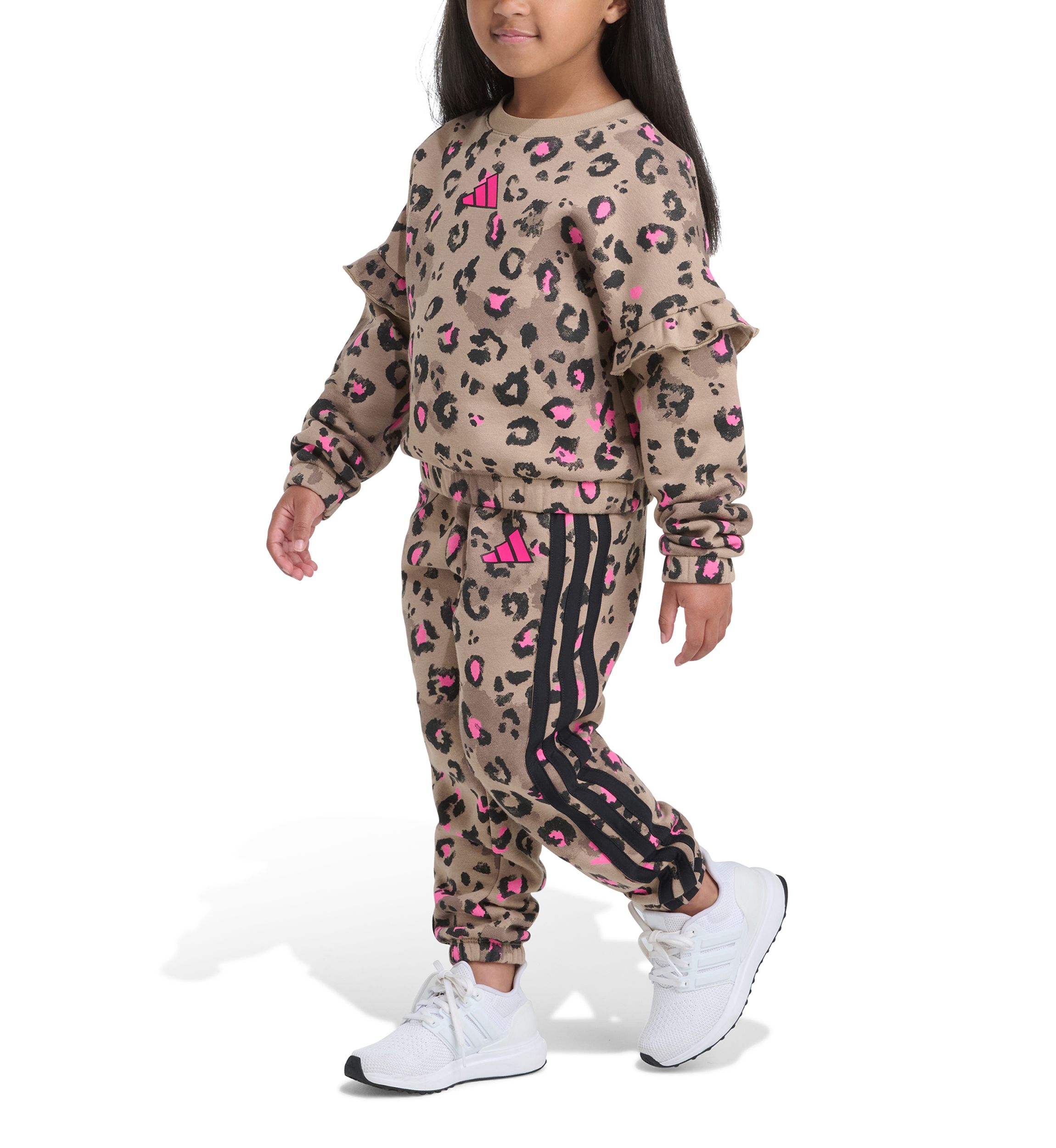 Girls 4-6x 2-Piece Printed Flutter Sleeve Pullover & Elastic Waistband Printed Jogger Set