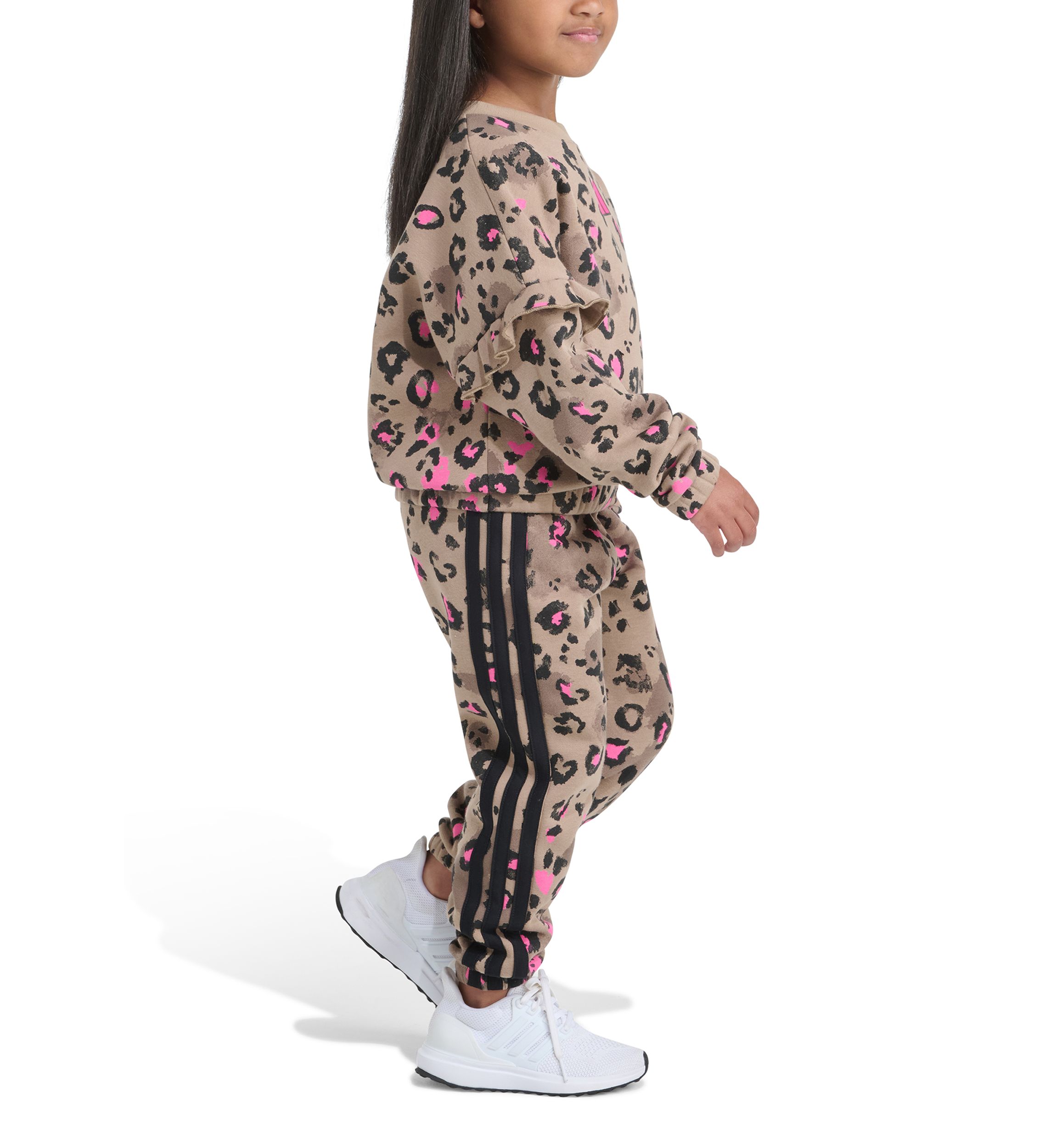 Girls 4-6x 2-Piece Printed Flutter Sleeve Pullover & Elastic Waistband Printed Jogger Set