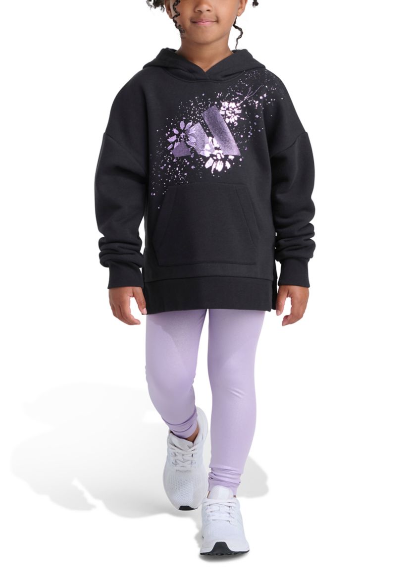 Girls 4-6x 2-Piece Long Sleeve Pullover Hoodie and Glitter Leggings Set