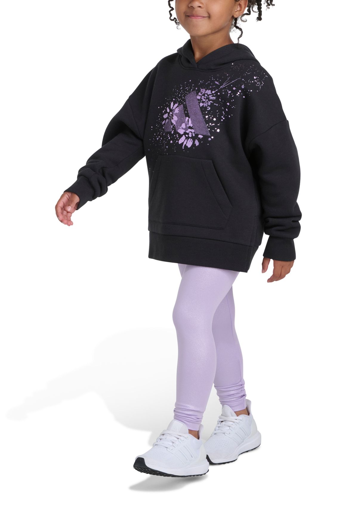 Girls 4-6x 2-Piece Long Sleeve Pullover Hoodie and Glitter Leggings Set