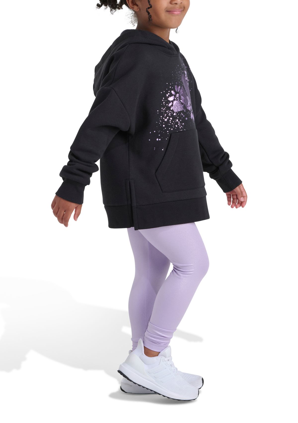 Girls 4-6x 2-Piece Long Sleeve Pullover Hoodie and Glitter Leggings Set