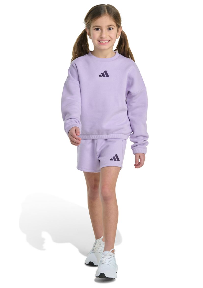 Girls 4-6x 2-Piece Long Sleeve Fleece Pullover & Elastic Waistband Short