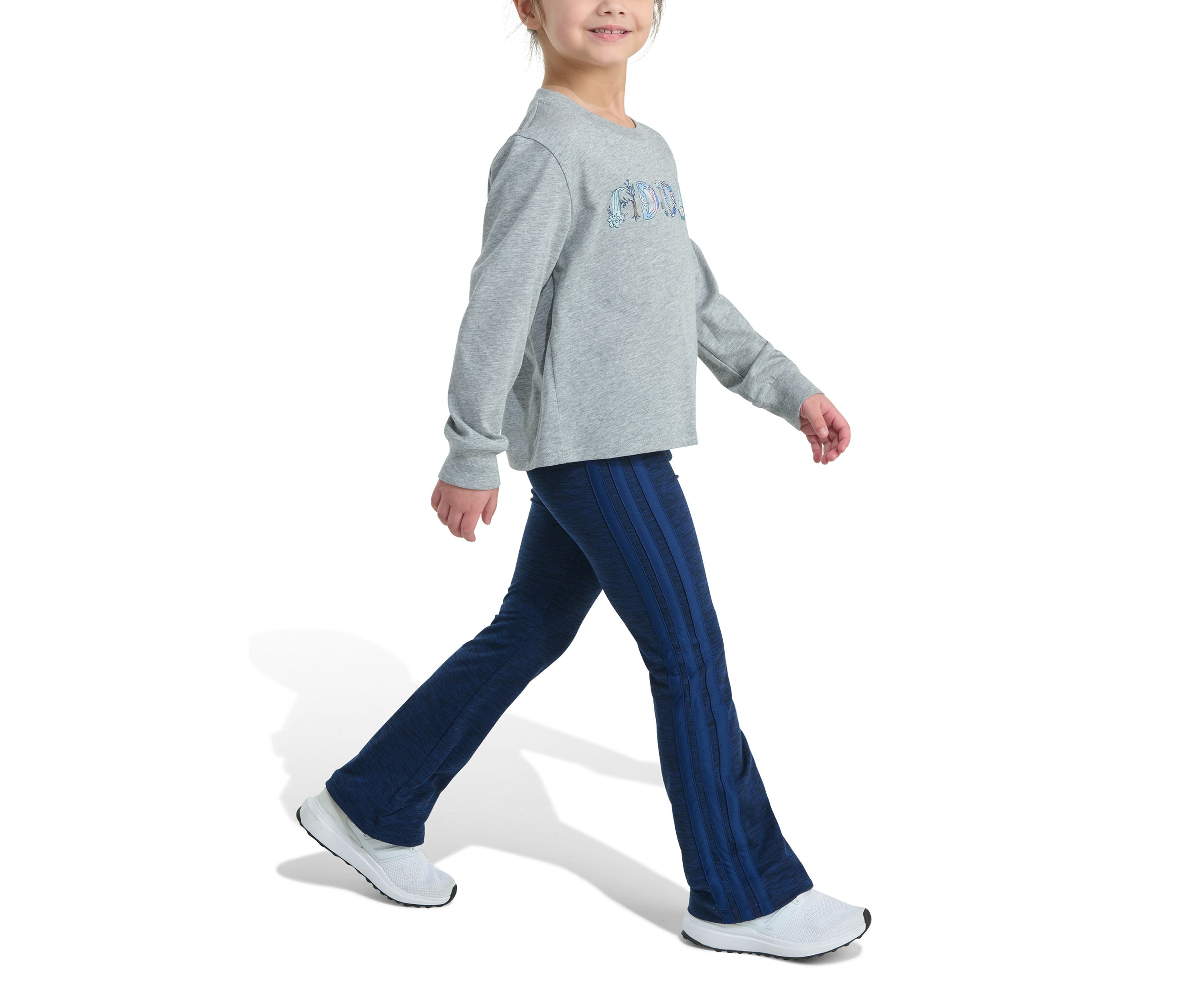 Girls 4-6x Two Piece Long Sleeve Graphic Heather T-Shirt & Flare Pants Set