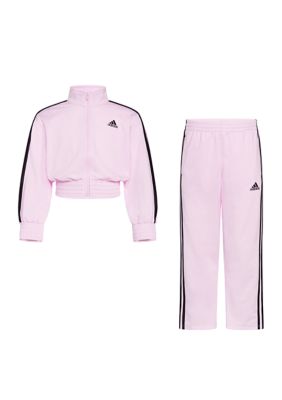 Adidas Girls 4-6X 2-Piece Zip Front Fashion Tricot Jacket & Pant Set