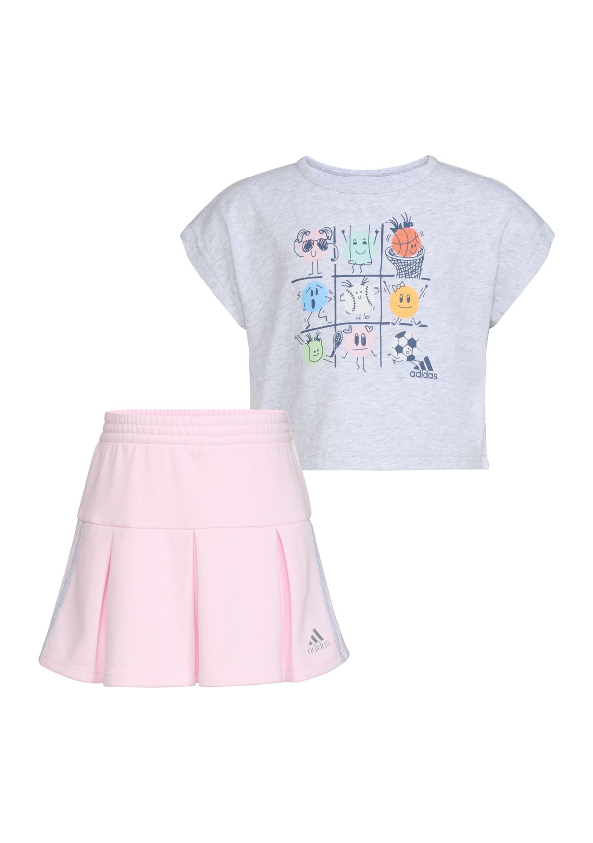 Girls 4-6x Short Sleeve Box Heather T-Shirt and Skort Set