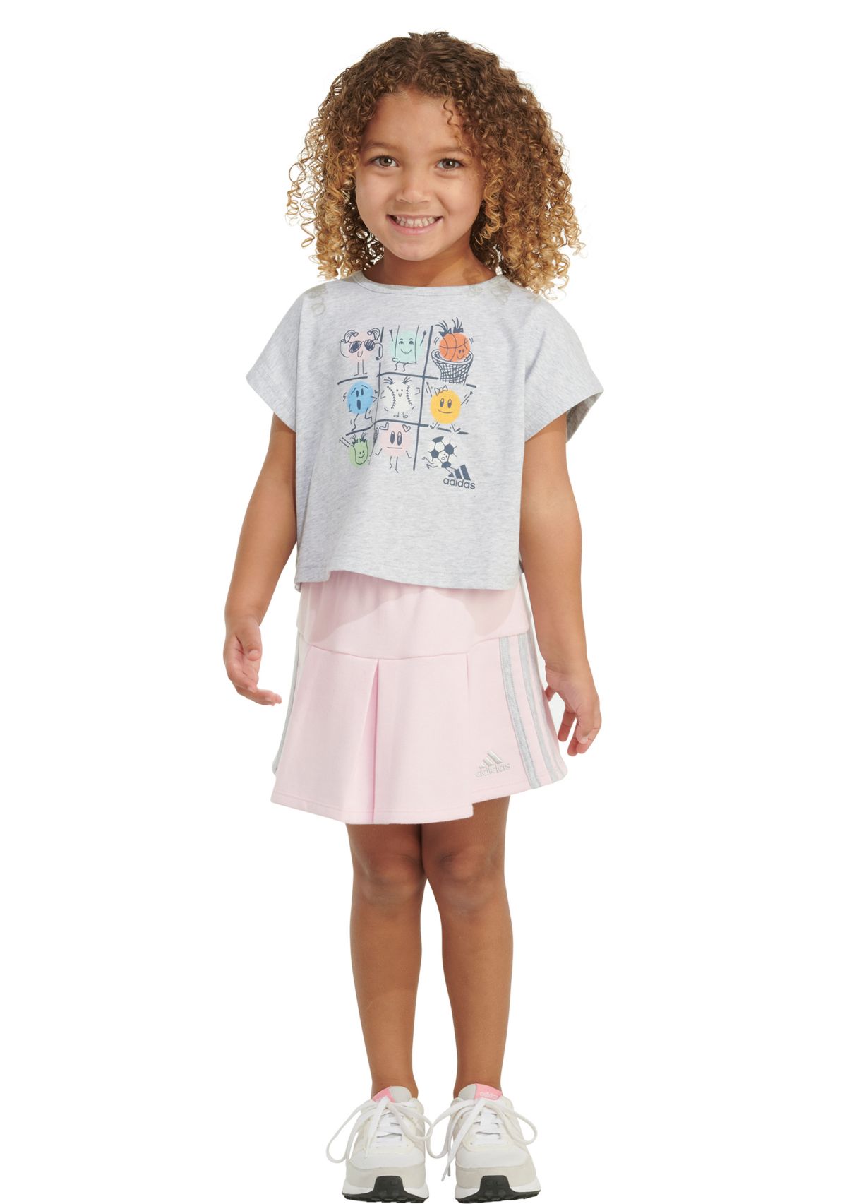 Girls 4-6x Short Sleeve Box Heather T-Shirt and Skort Set