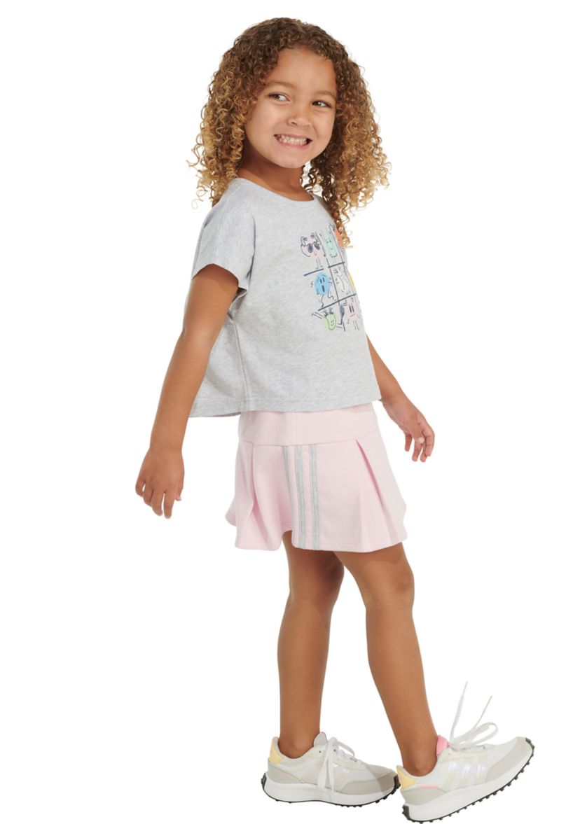 Girls 4-6x Short Sleeve Box Heather T-Shirt and Skort Set