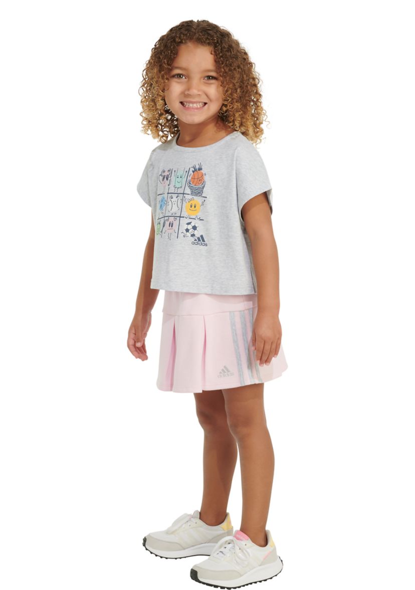 Girls 4-6x Short Sleeve Box Heather T-Shirt and Skort Set
