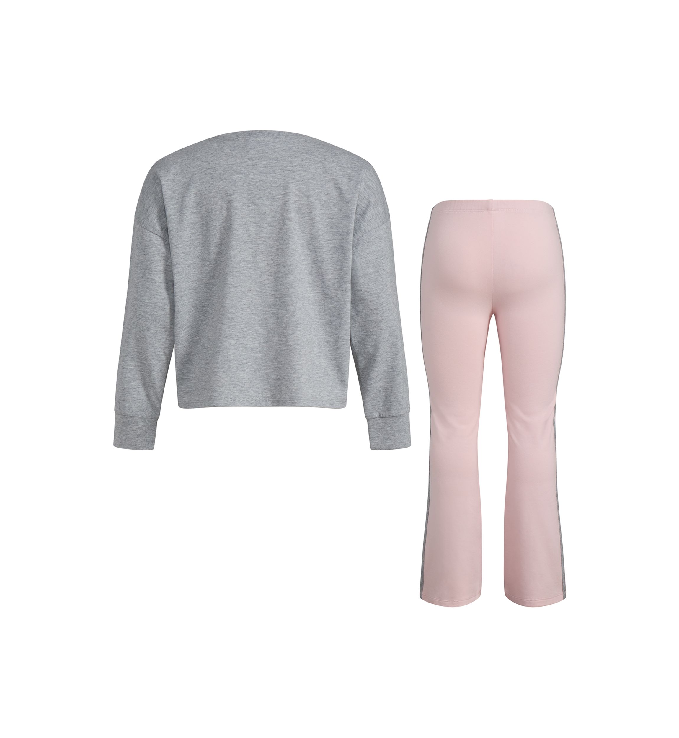 Girls 4-6x 2 Piece Long Sleeve Graphic Heather T-Shirt and Flare Pant Set