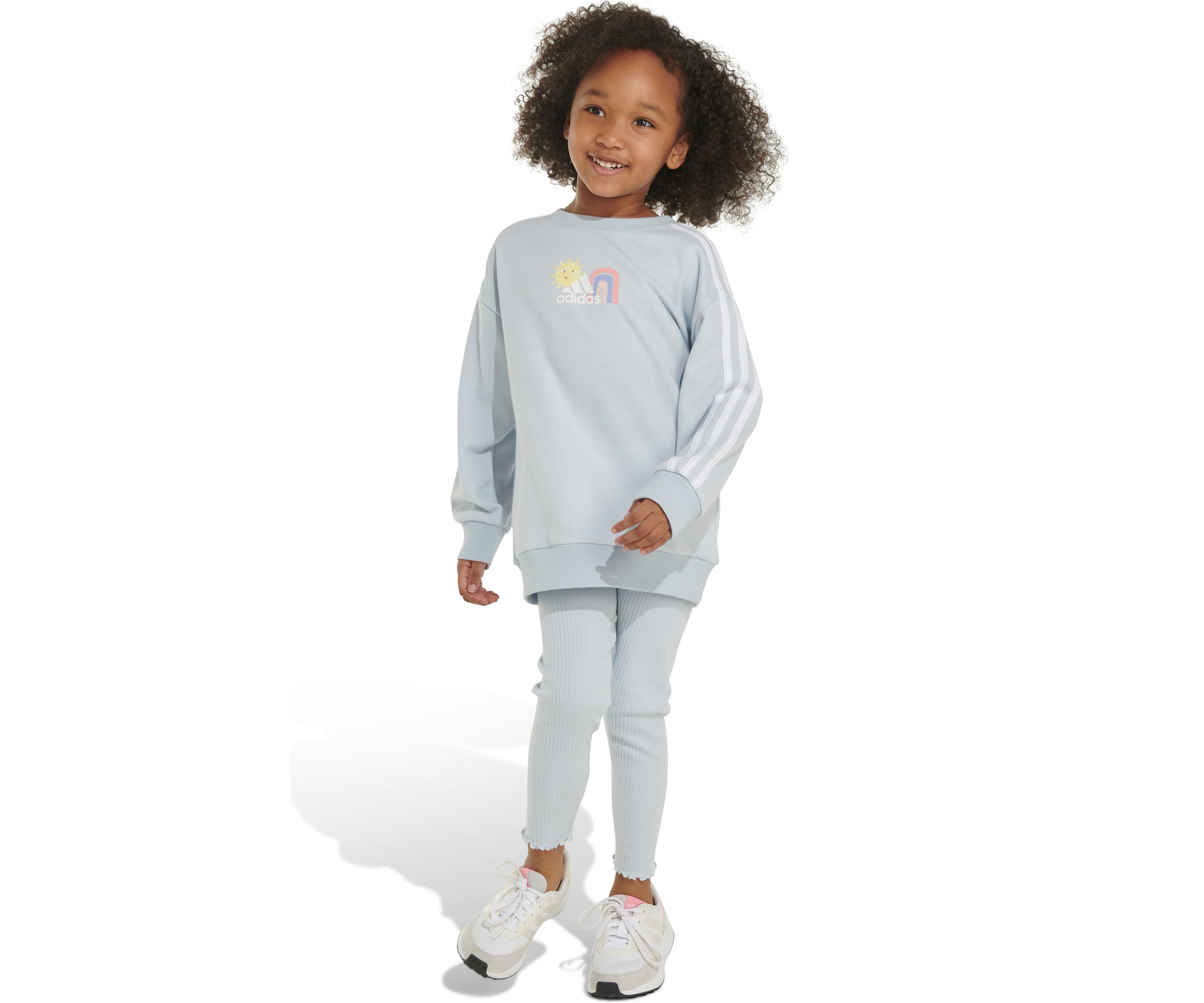 Girls 4-6x 2 Piece French Terry Crew Neck Pullover and Leggings Set