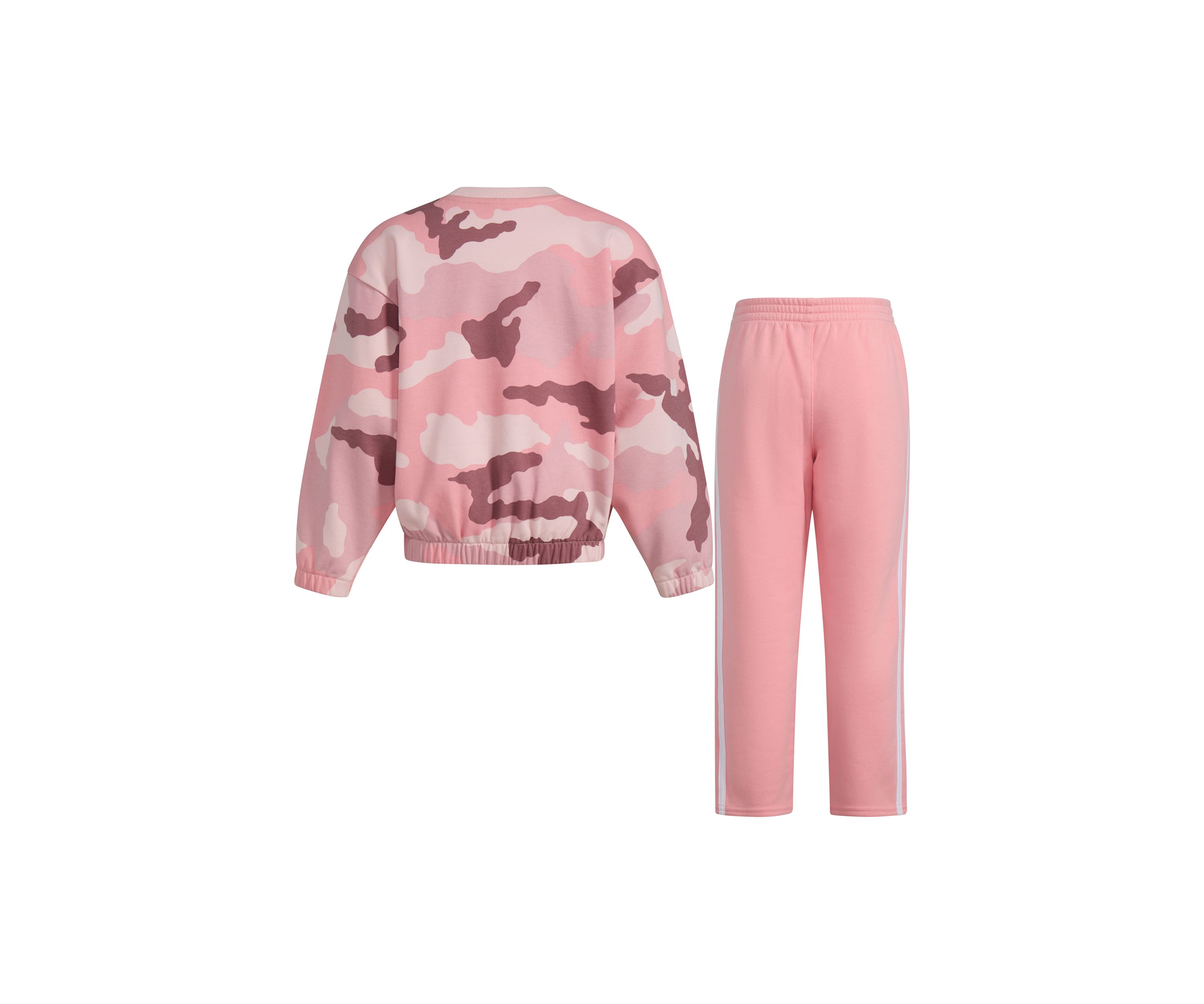 Girls 4-6x 2 Piece Long Sleeve Printed French Terry Crew Neck Pullover Sweatshirt and Pant Set