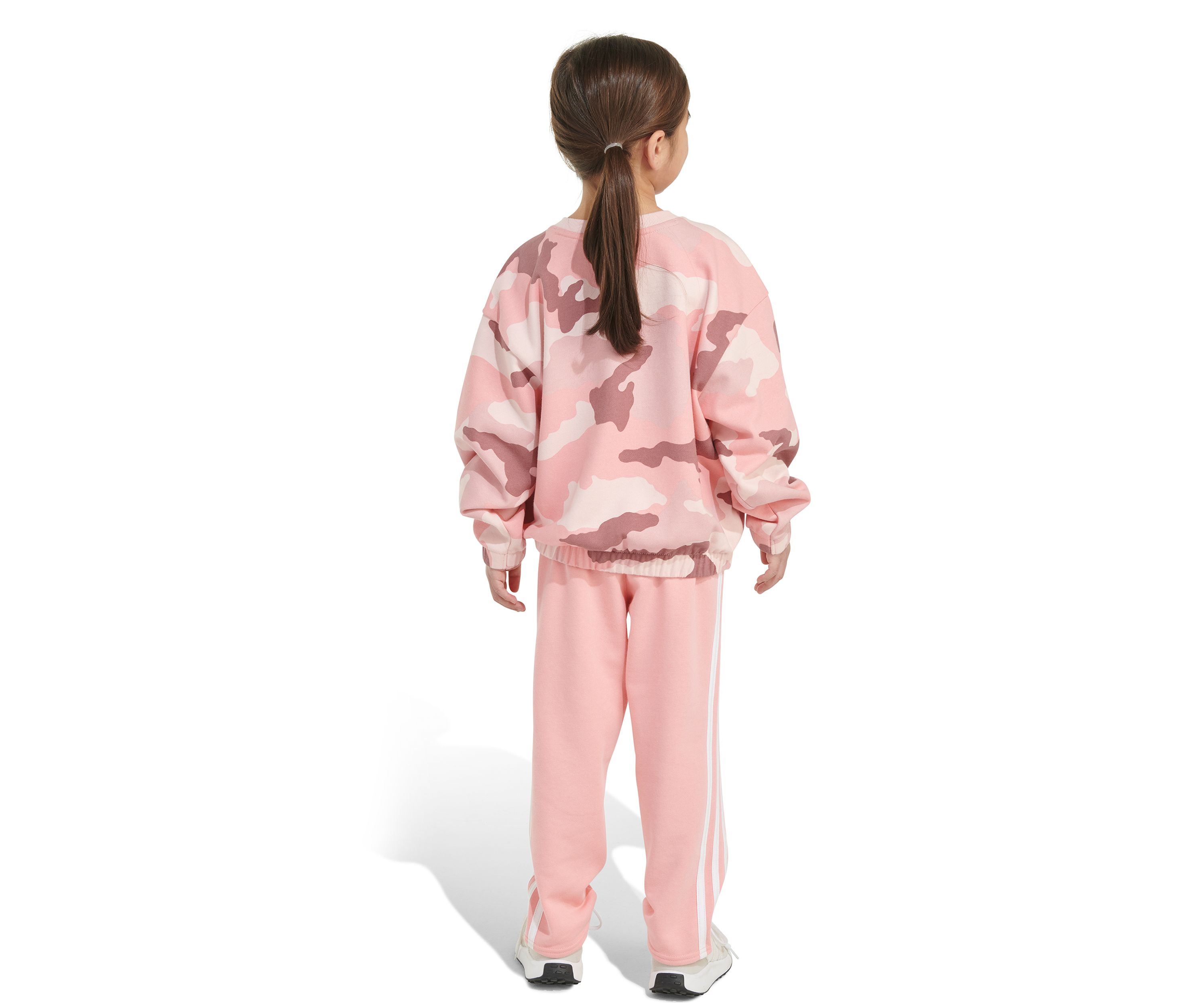 Girls 4-6x 2 Piece Long Sleeve Printed French Terry Crew Neck Pullover Sweatshirt and Pant Set
