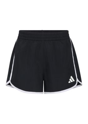 adidas Girls 7-16 Elastic Wasitband Woven Pacer Shorts, Black, Medium