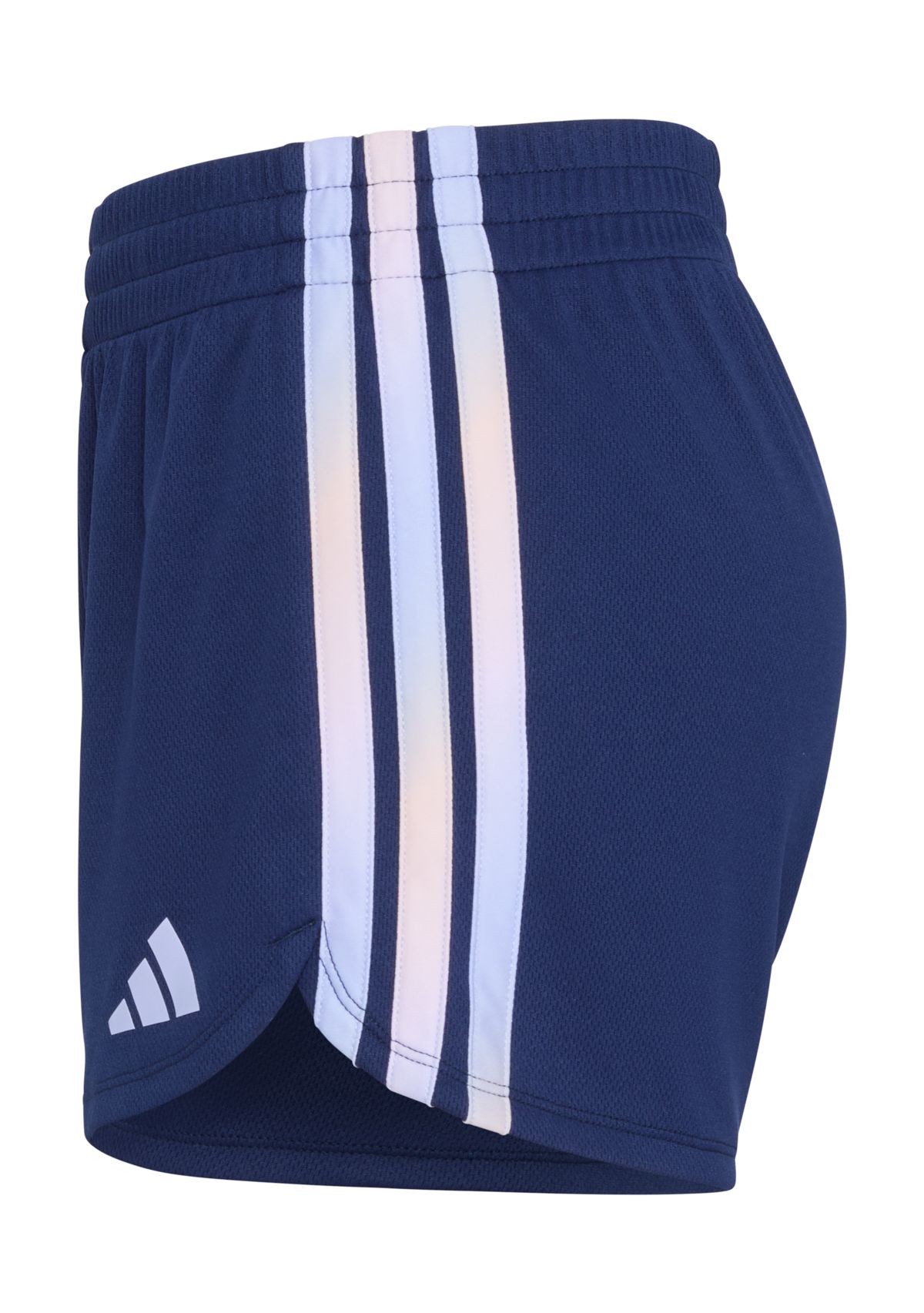Girls 7-16 Elastic Waistband Gradient 3-Stripe Pacer Mesh Shorts