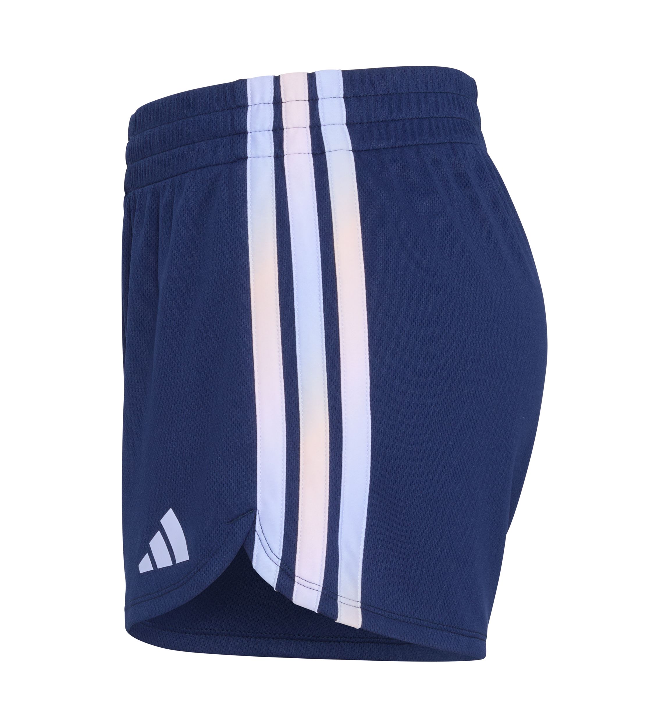Girls 7-16 Elastic Waistband Gradient 3-Stripe Pacer Mesh Shorts
