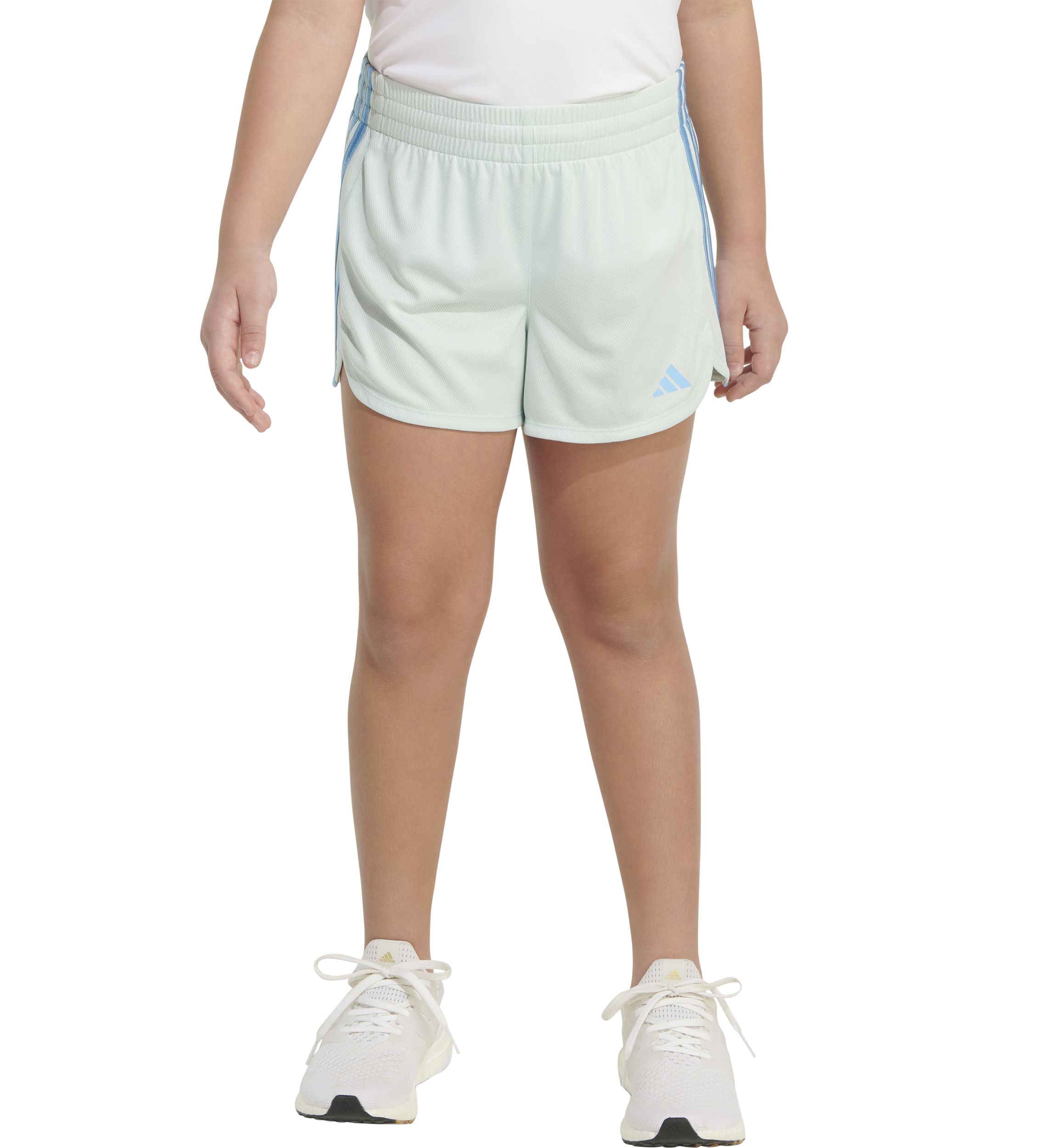 Girls 7-16 Elastic Waistband 3 Stripe Pacer Mesh Shorts