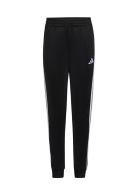 adidas Girls 7-16 Essential 3-Stripe Tricot Joggers, Black, XL