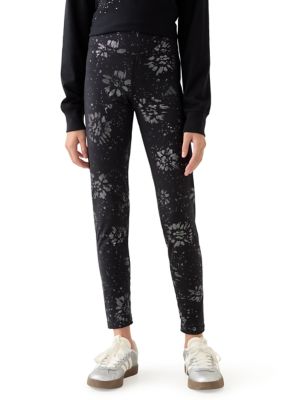 adidas Girls 7-16 Cozy Foil Leggings, Black, Large