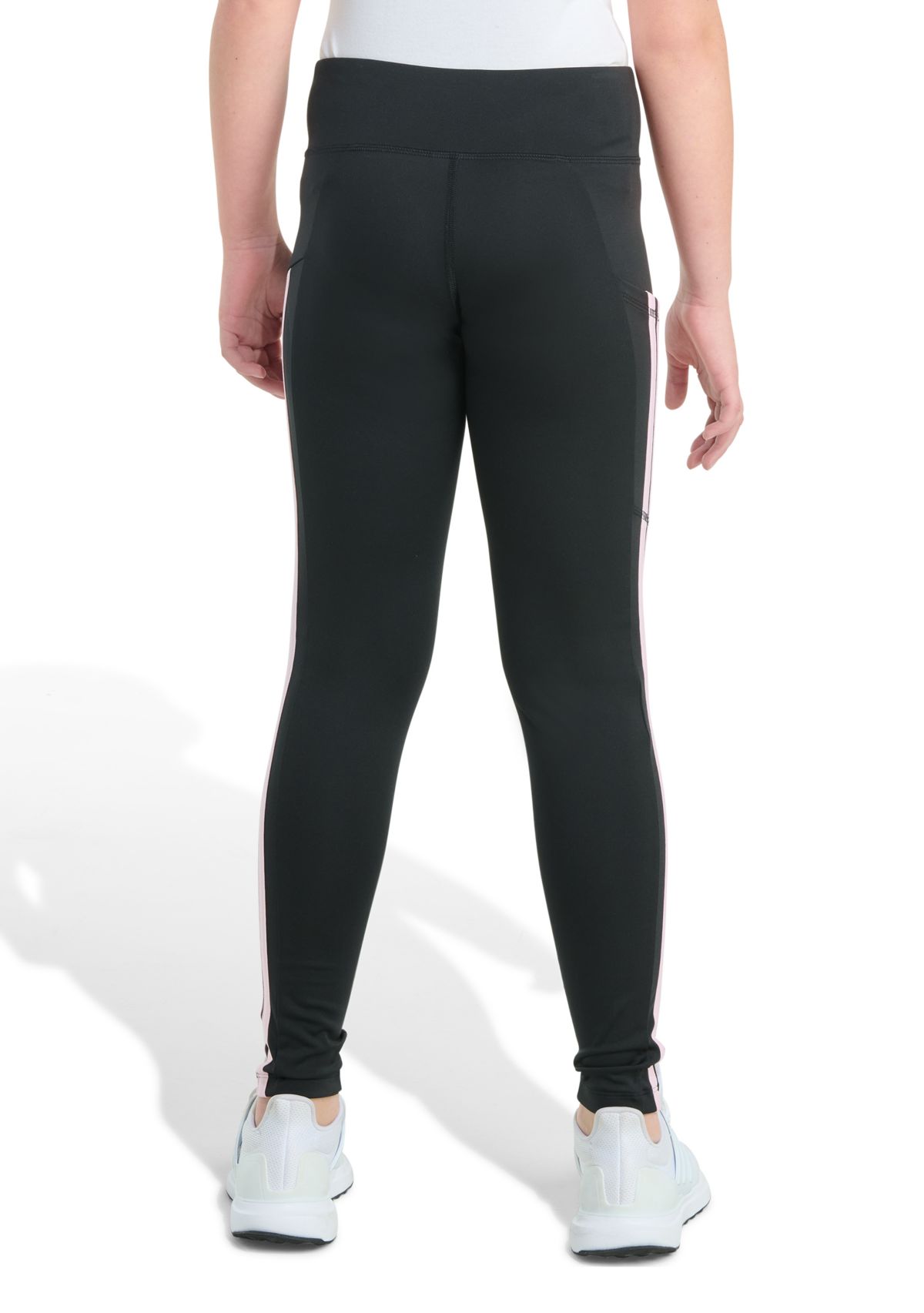 Girls 7-16 Detached Waistband Cell Phone Pocket 3-Stripe Leggings