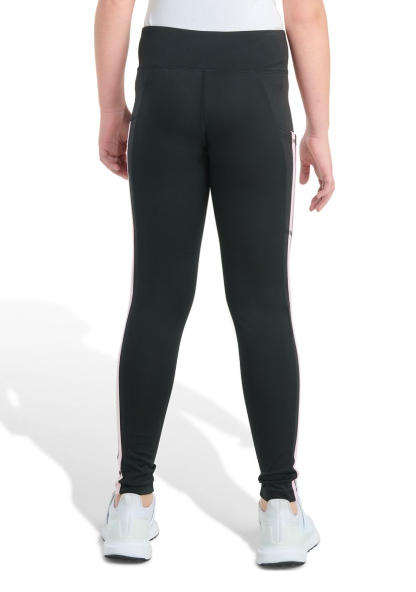 Girls 7-16 Detached Waistband Cell Phone Pocket 3-Stripe Leggings