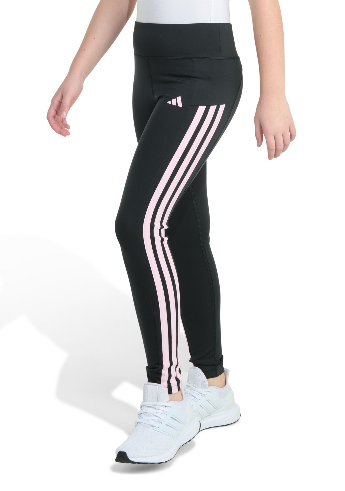 Girls 7-16 Detached Waistband Cell Phone Pocket 3-Stripe Leggings