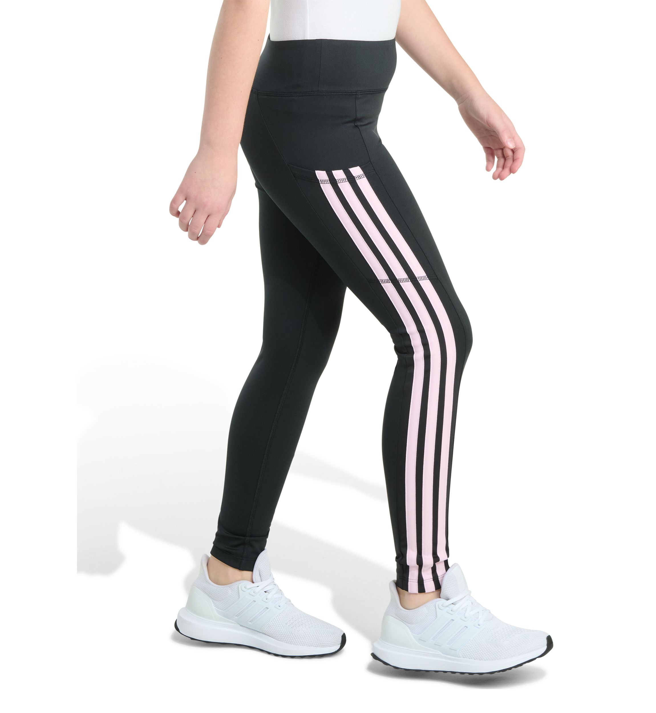 Girls 7-16 Detached Waistband Cell Phone Pocket 3-Stripe Leggings
