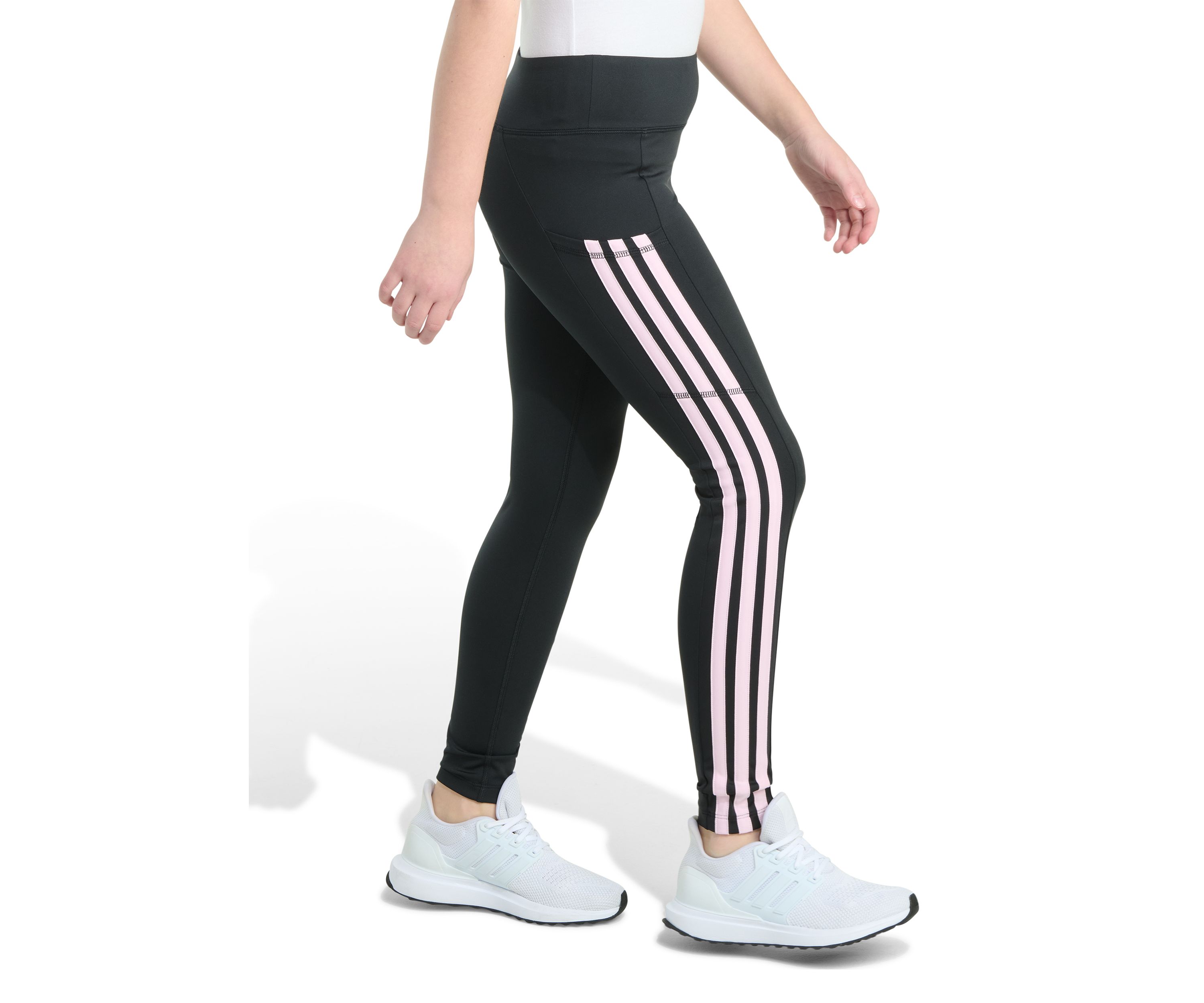 Girls 7-16 Detached Waistband Cell Phone Pocket 3-Stripe Leggings