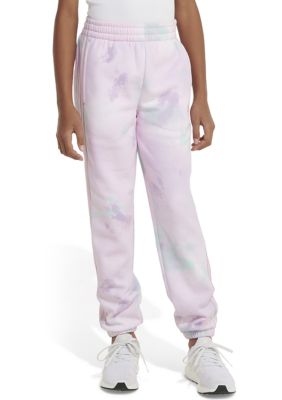 Girls 7-16 Elastic Waistband Printed 3-Stripe Fleece Joggers