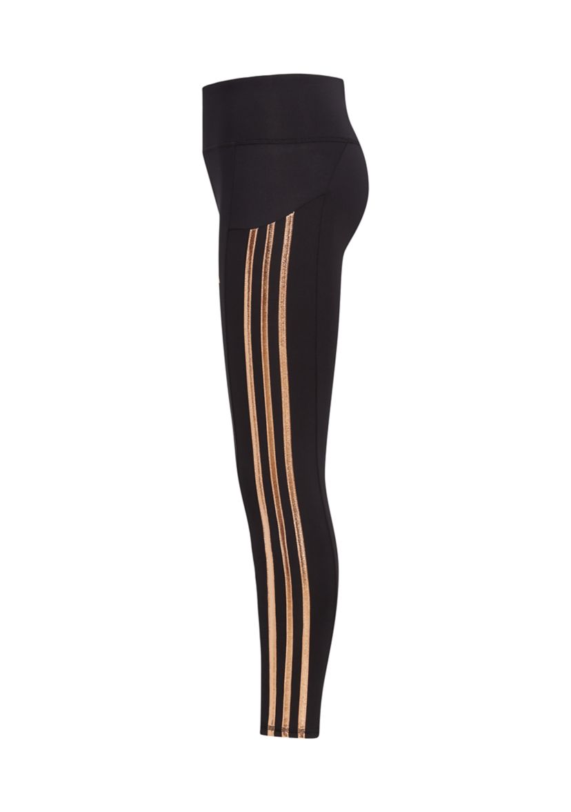 Girls 7-16 3 Stripe Cozy Leggings with Cellphone Pocket - Extended Size